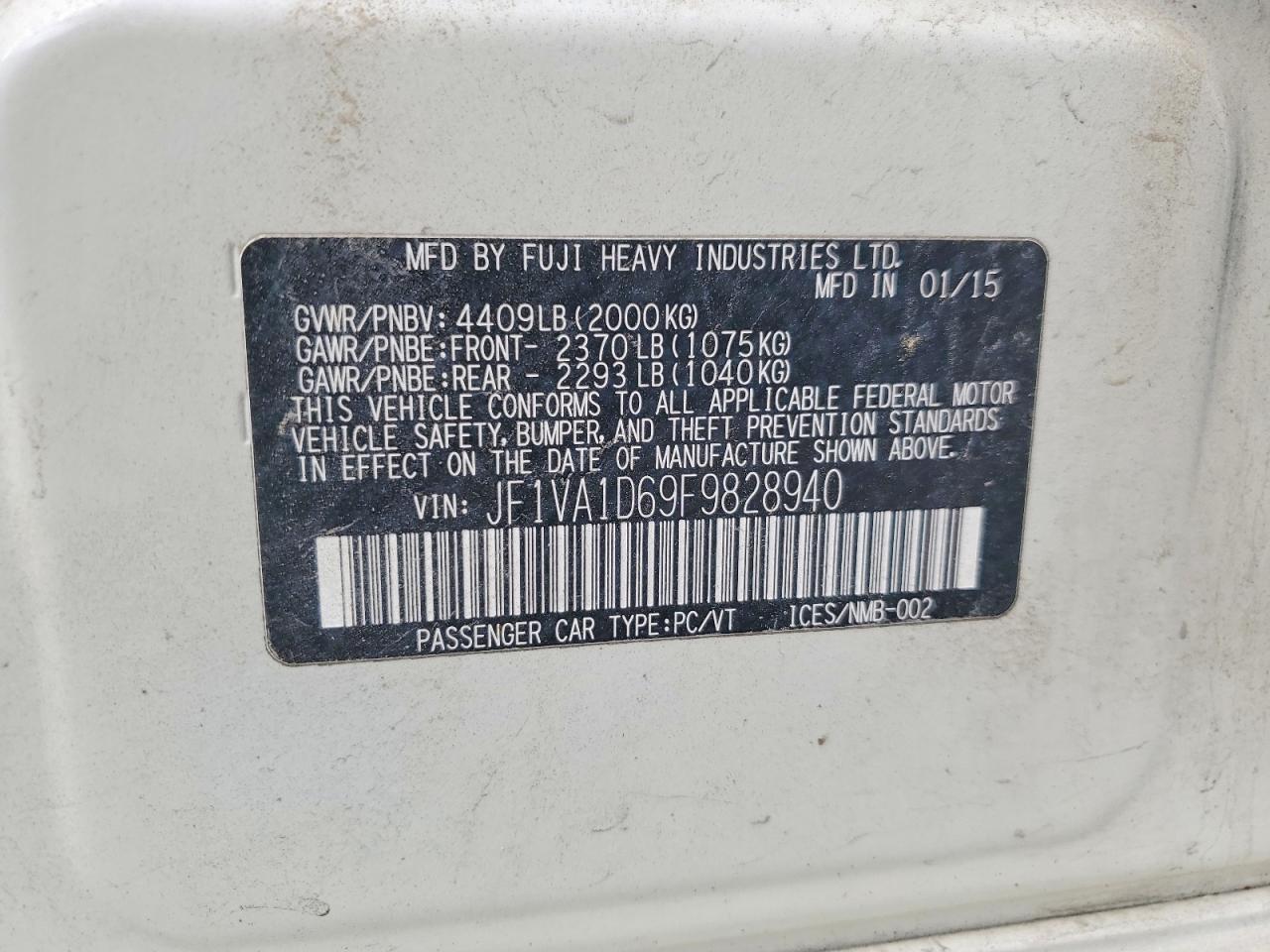 2015 Subaru Wrx Premium White vin: JF1VA1D69F9828940