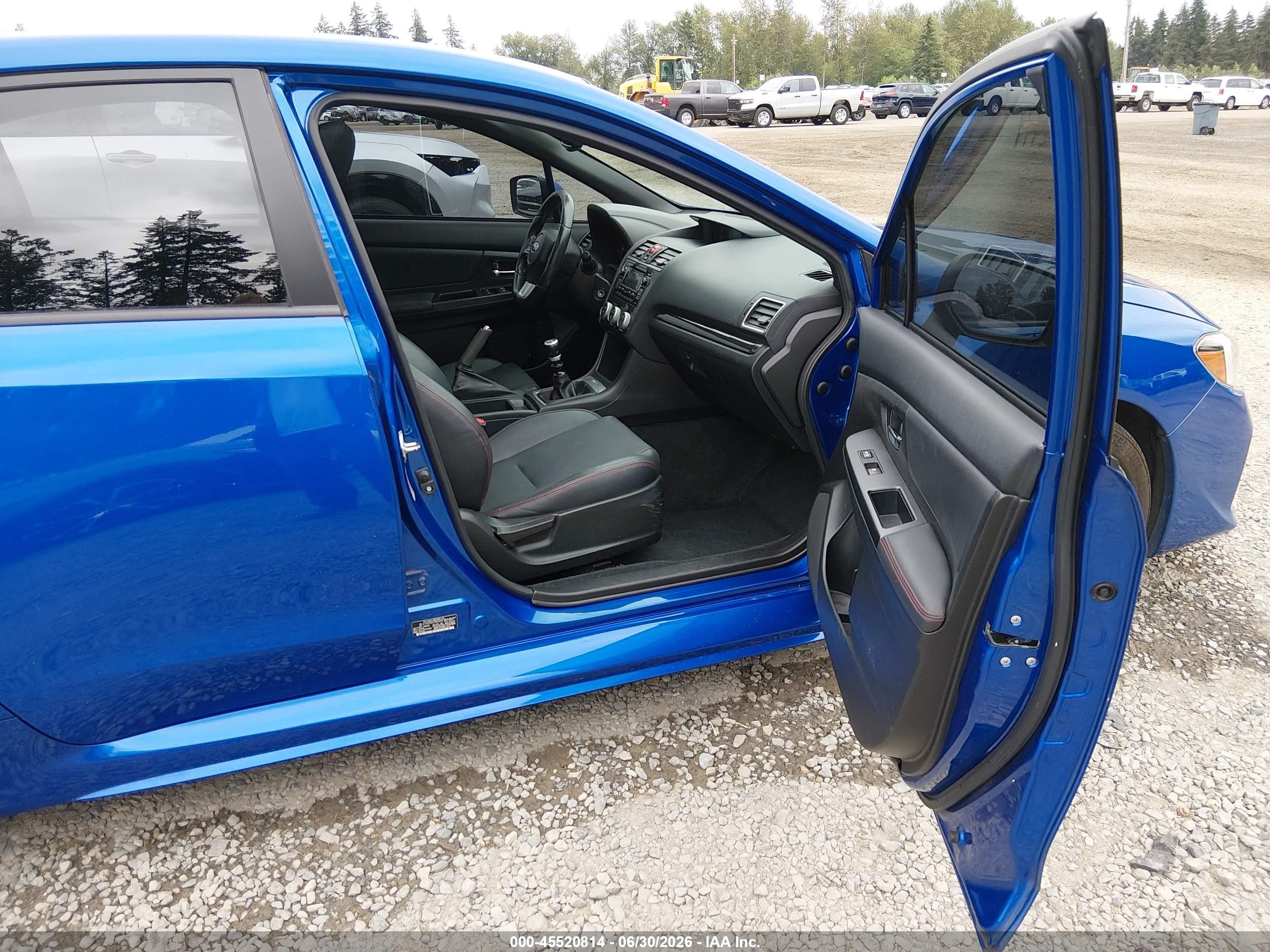 2015 Subaru Wrx Limited Blue vin: JF1VA1G65F9802878