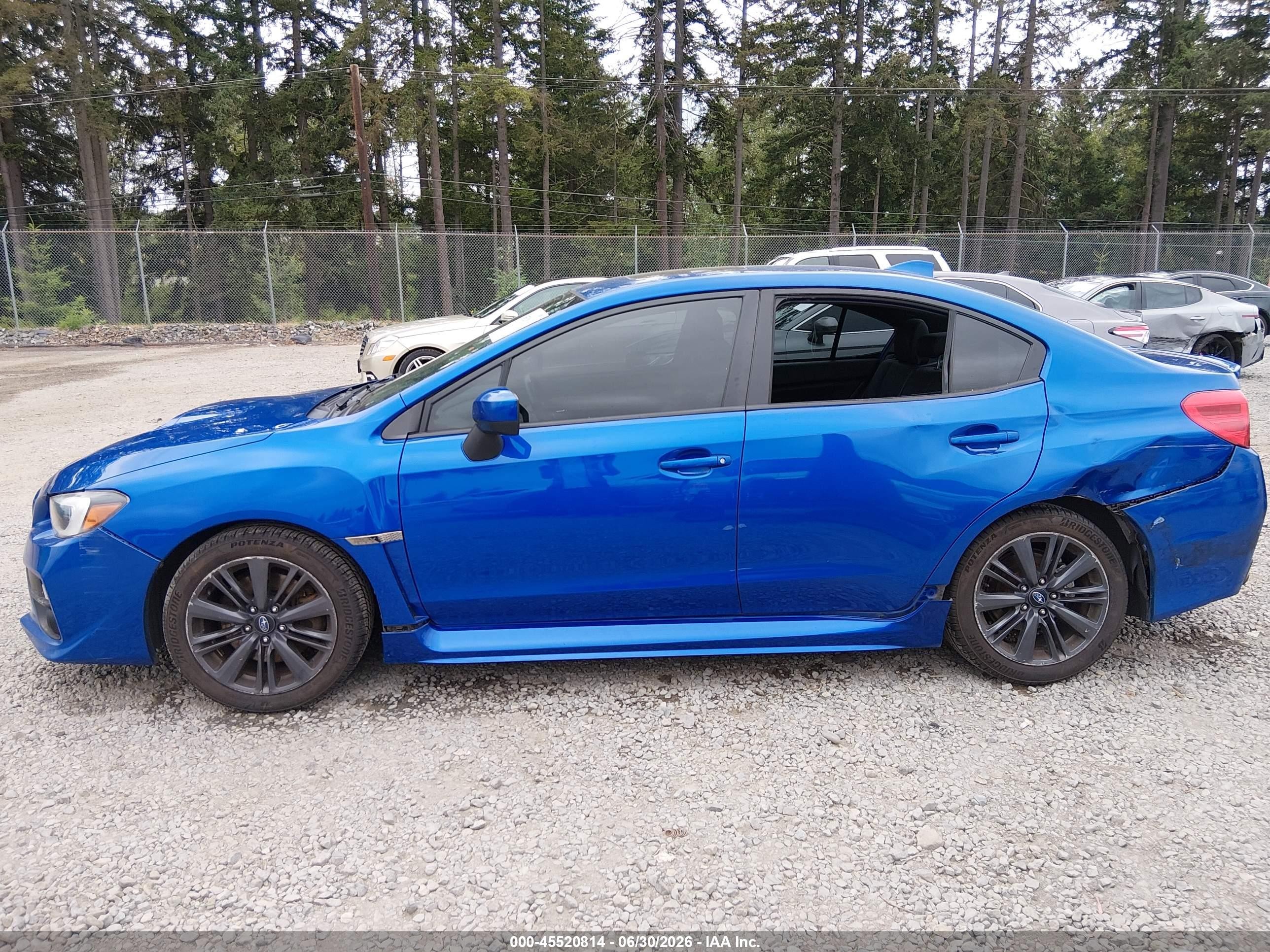 2015 Subaru Wrx Limited Blue vin: JF1VA1G65F9802878