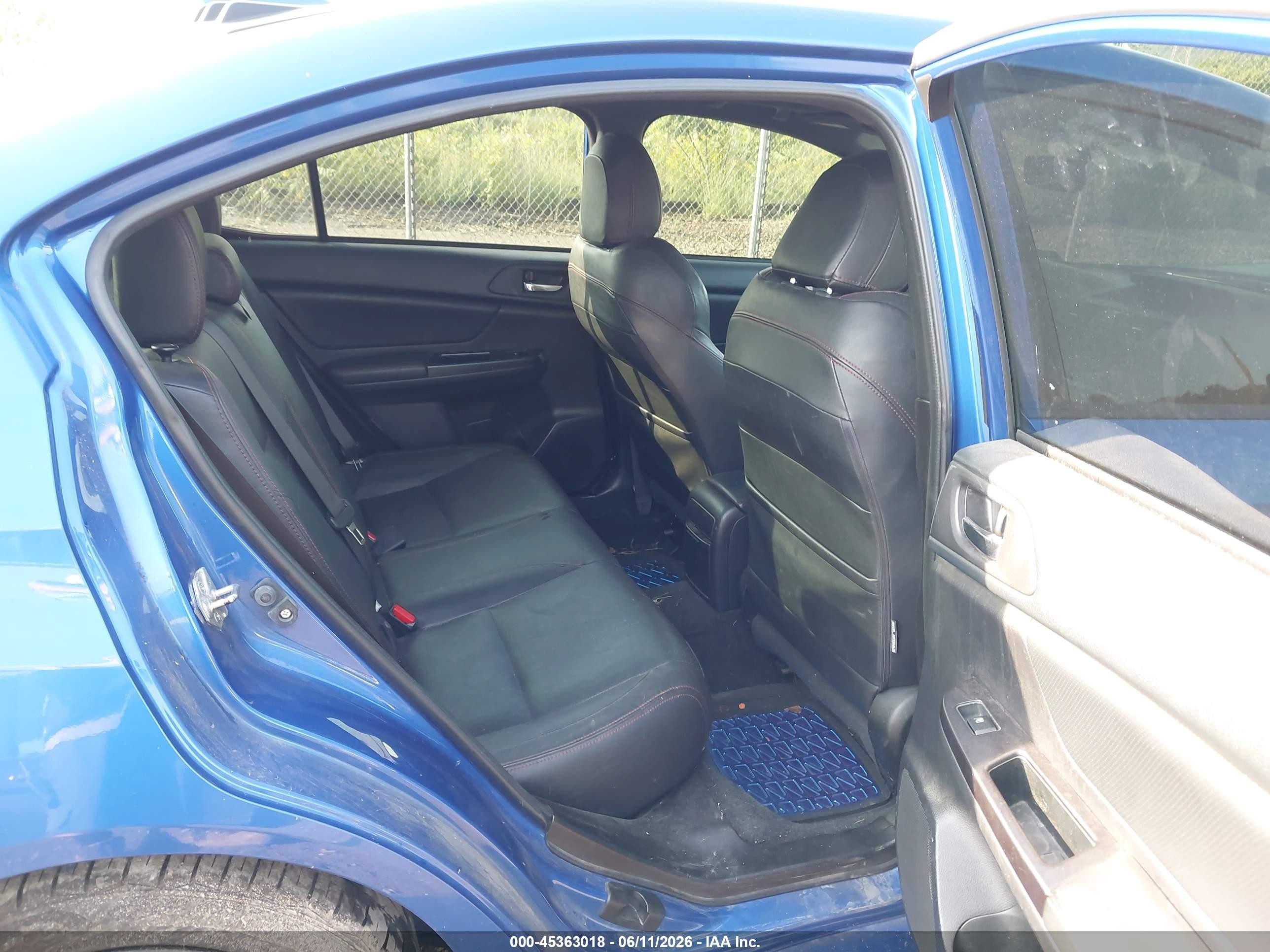 2015 Subaru Wrx Limited Blue vin: JF1VA1G67F9814417