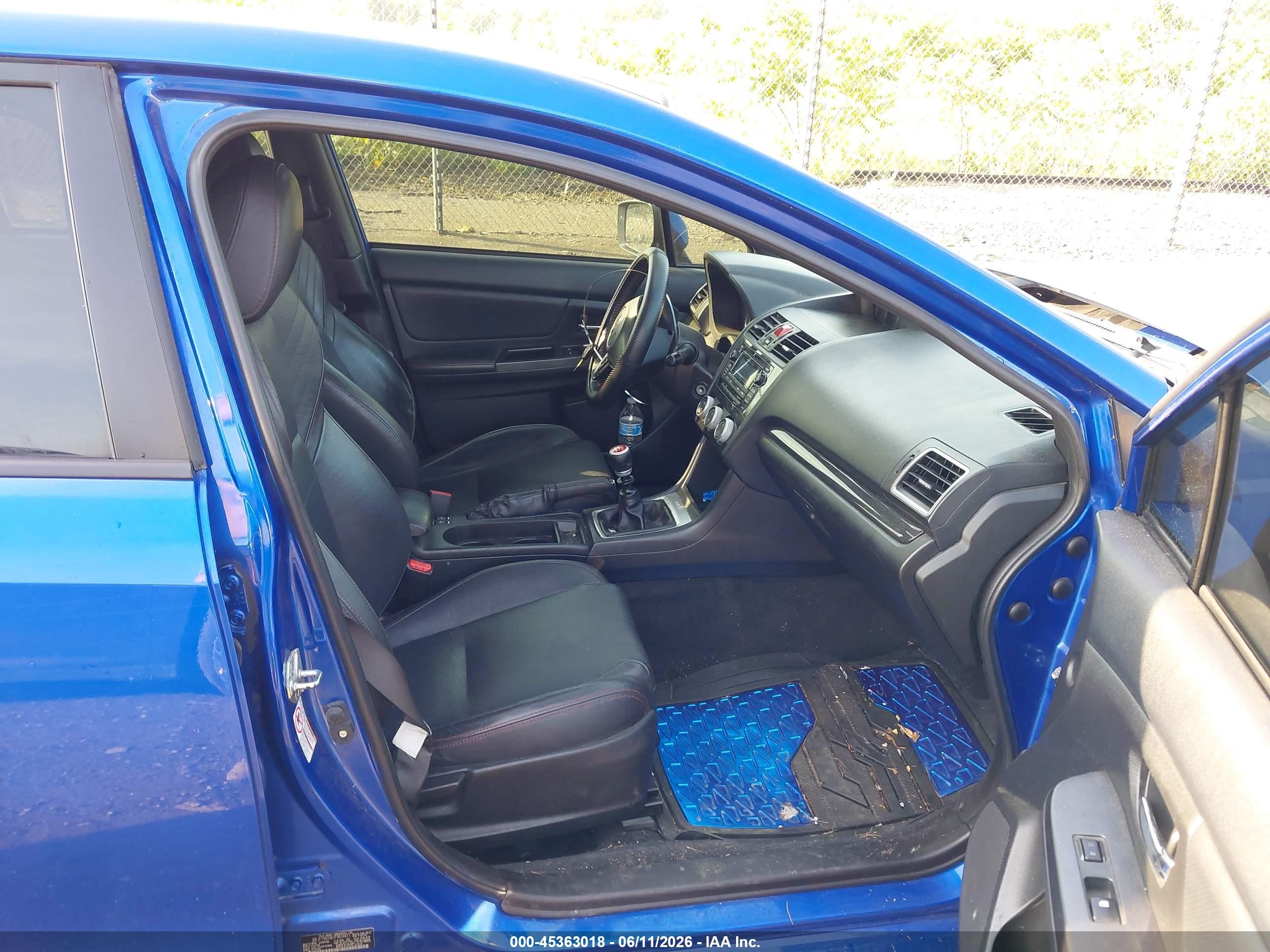 2015 Subaru Wrx Limited Blue vin: JF1VA1G67F9814417