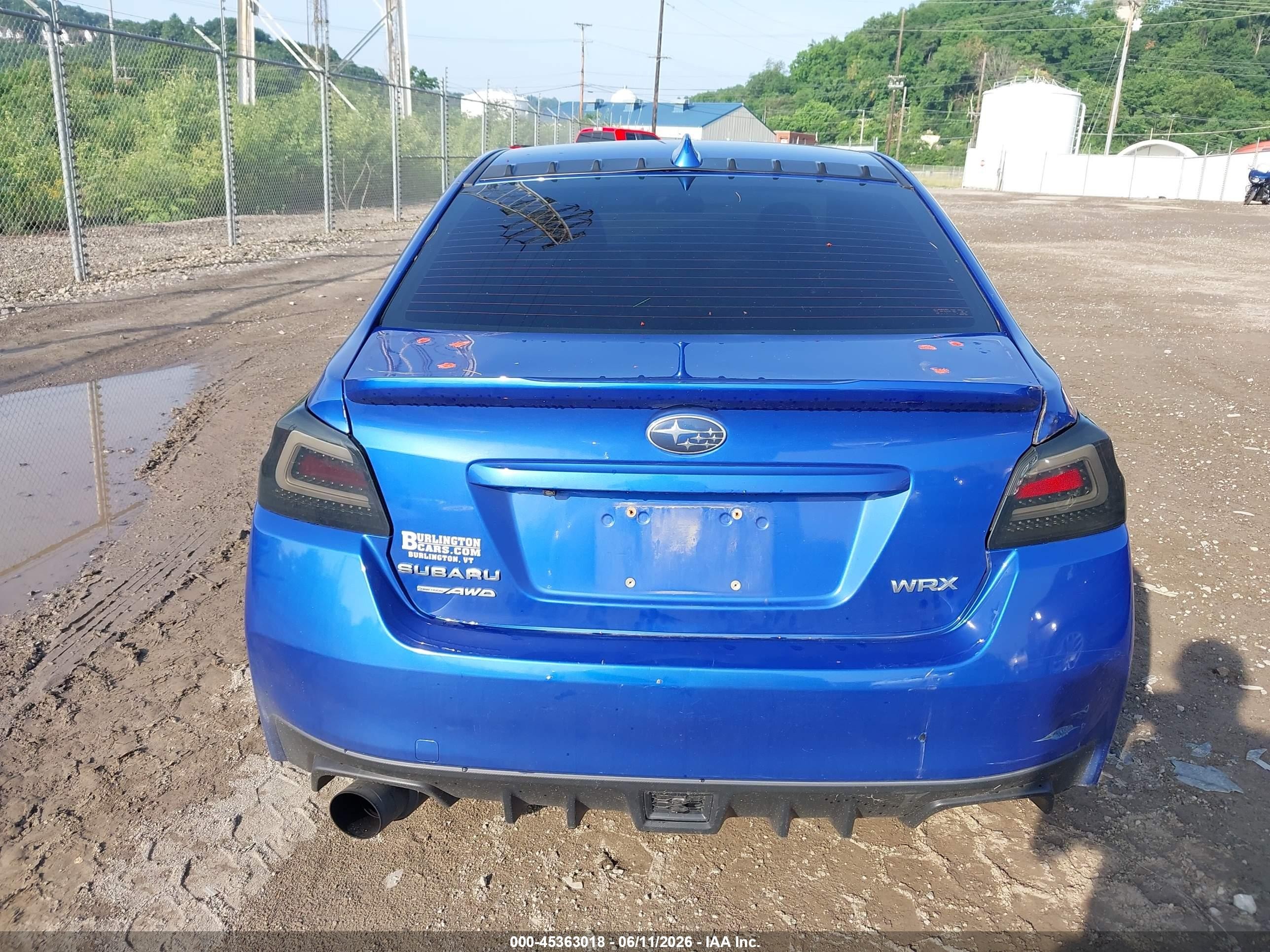 2015 Subaru Wrx Limited Blue vin: JF1VA1G67F9814417