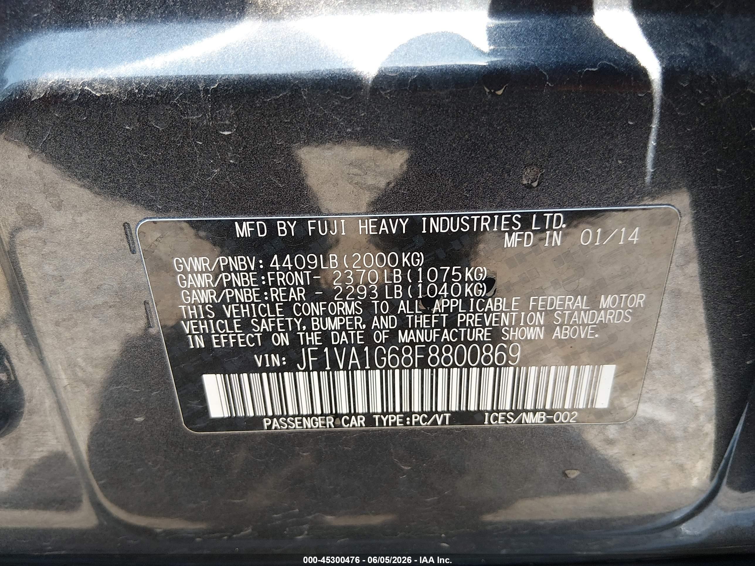 2015 Subaru Wrx Limited Gray vin: JF1VA1G68F8800869