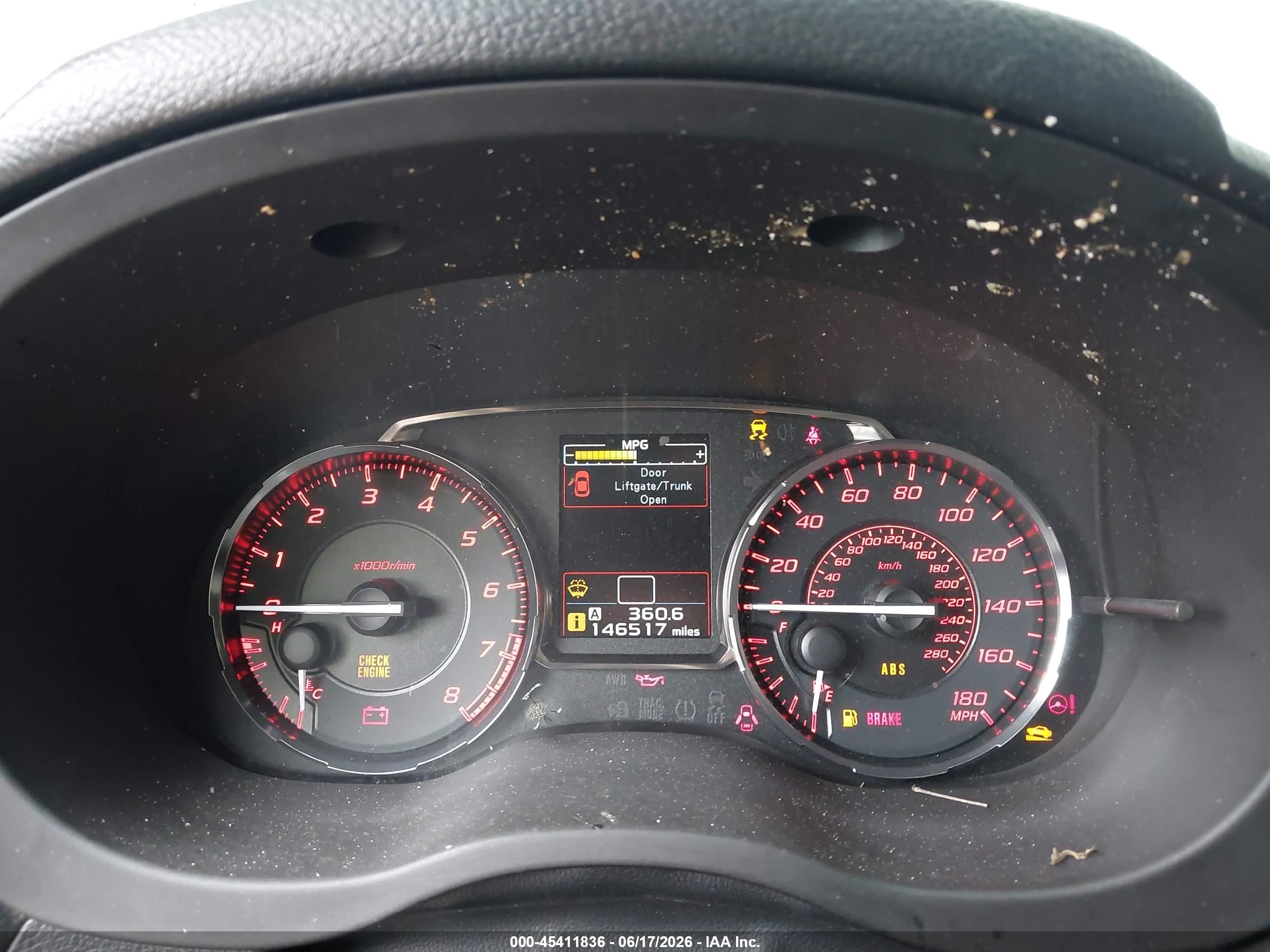 2015 Subaru Wrx Limited Black vin: JF1VA1J60F9817684