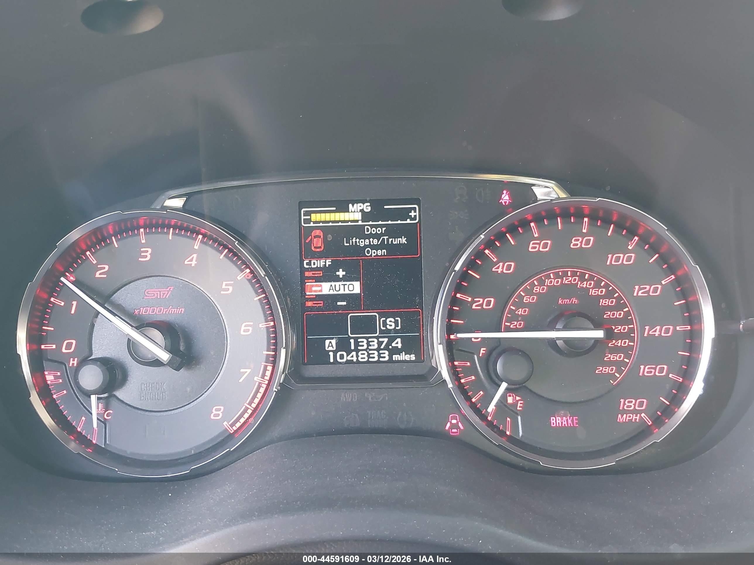 2015 Subaru Wrx Sti   Gray vin: JF1VA2L6XF9802225