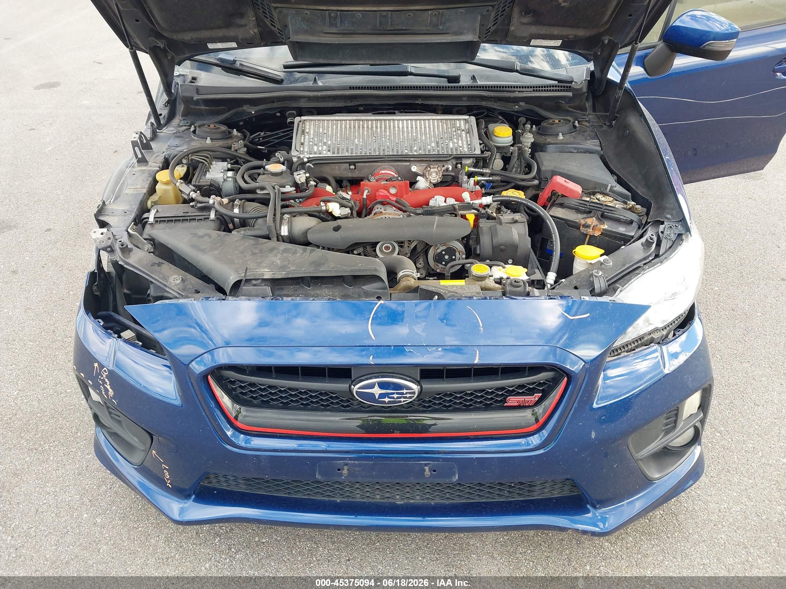 2015 Subaru Wrx Sti   Blue vin: JF1VA2P60F9823837