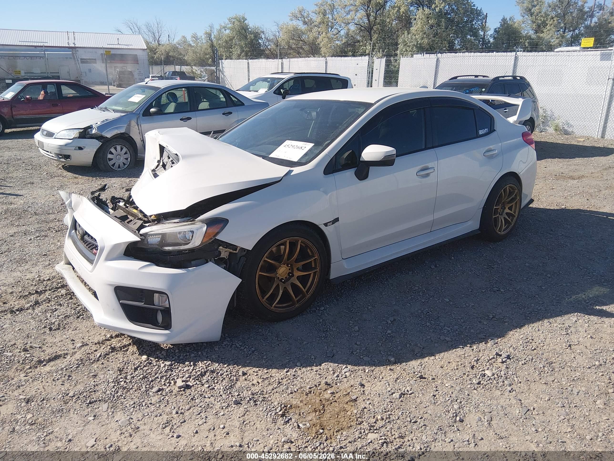 2015 Subaru Wrx Sti   White vin: JF1VA2P66F9814298