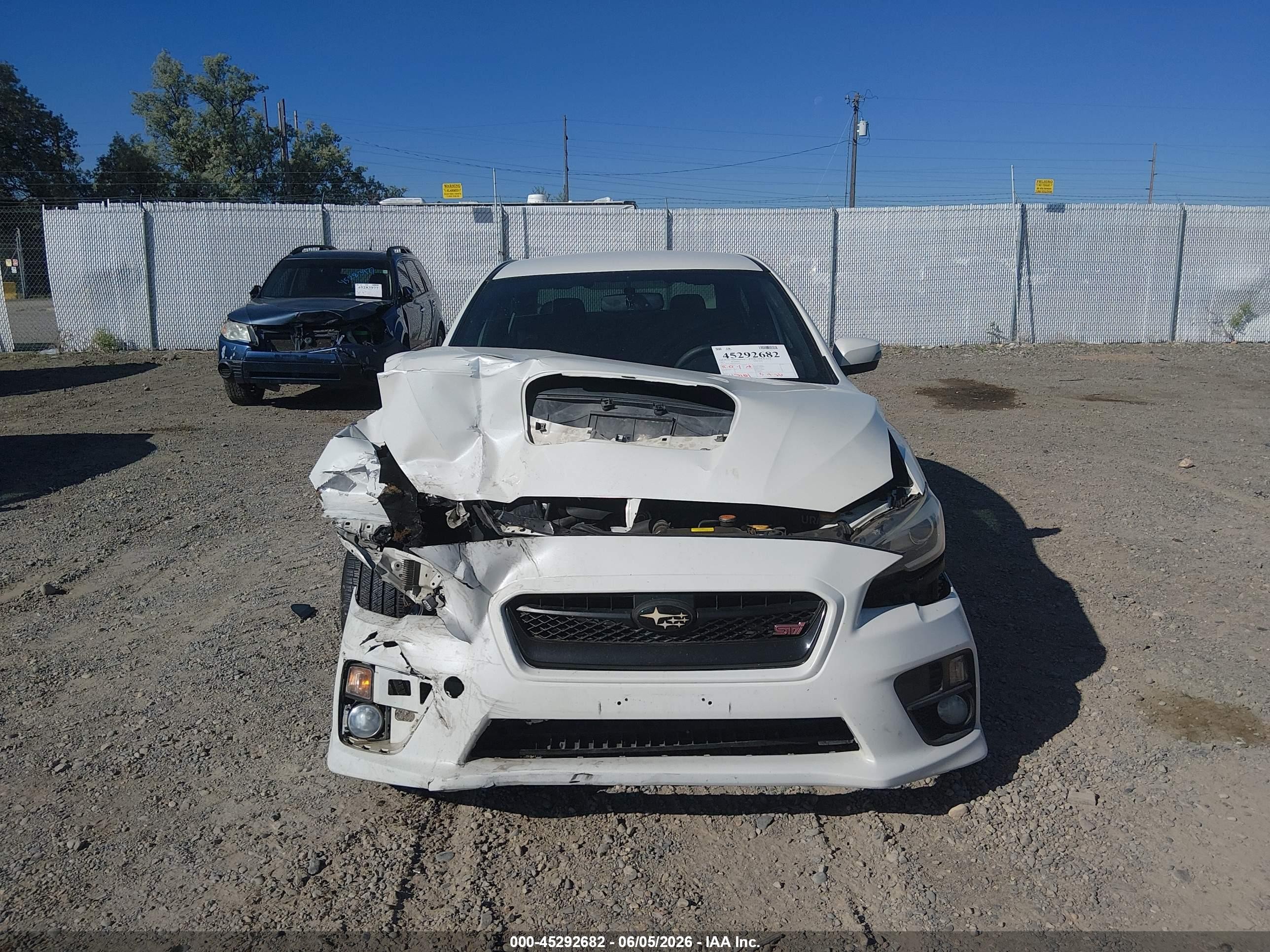 2015 Subaru Wrx Sti   White vin: JF1VA2P66F9814298