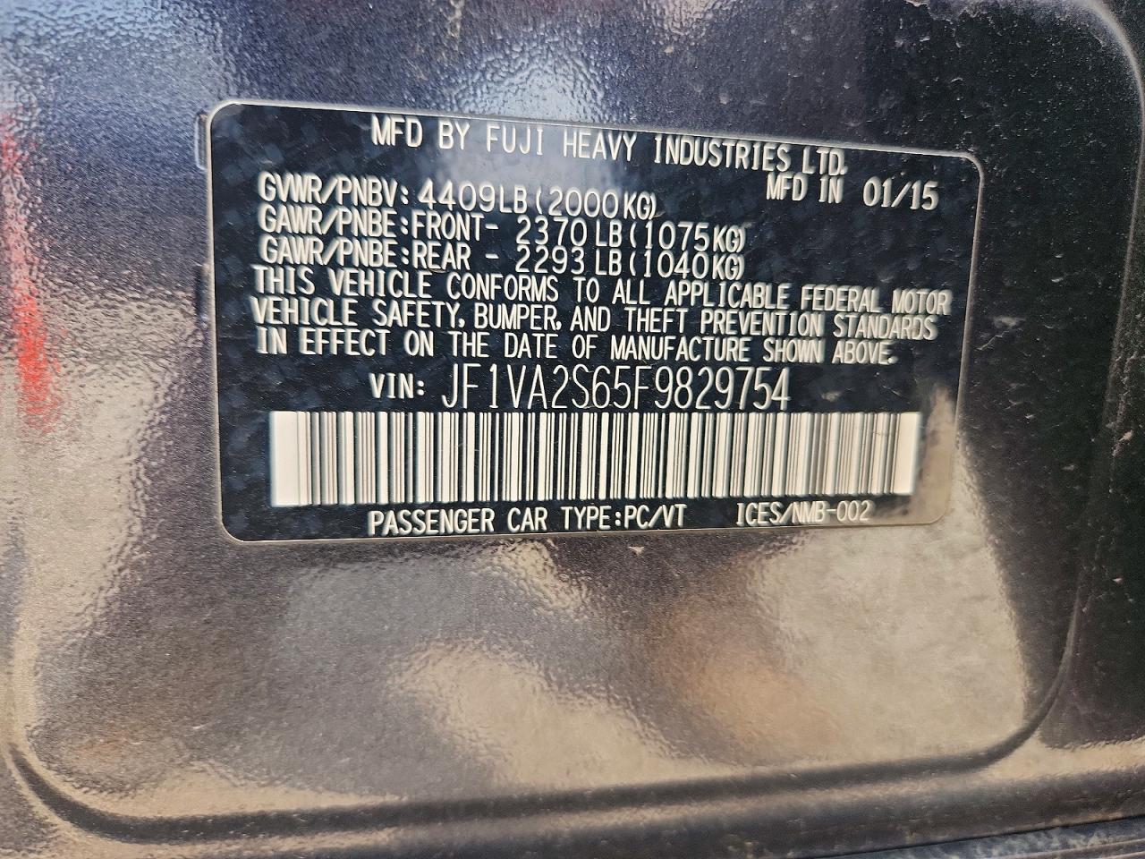 2015 Subaru Wrx Sti Limited Gray vin: JF1VA2S65F9829754