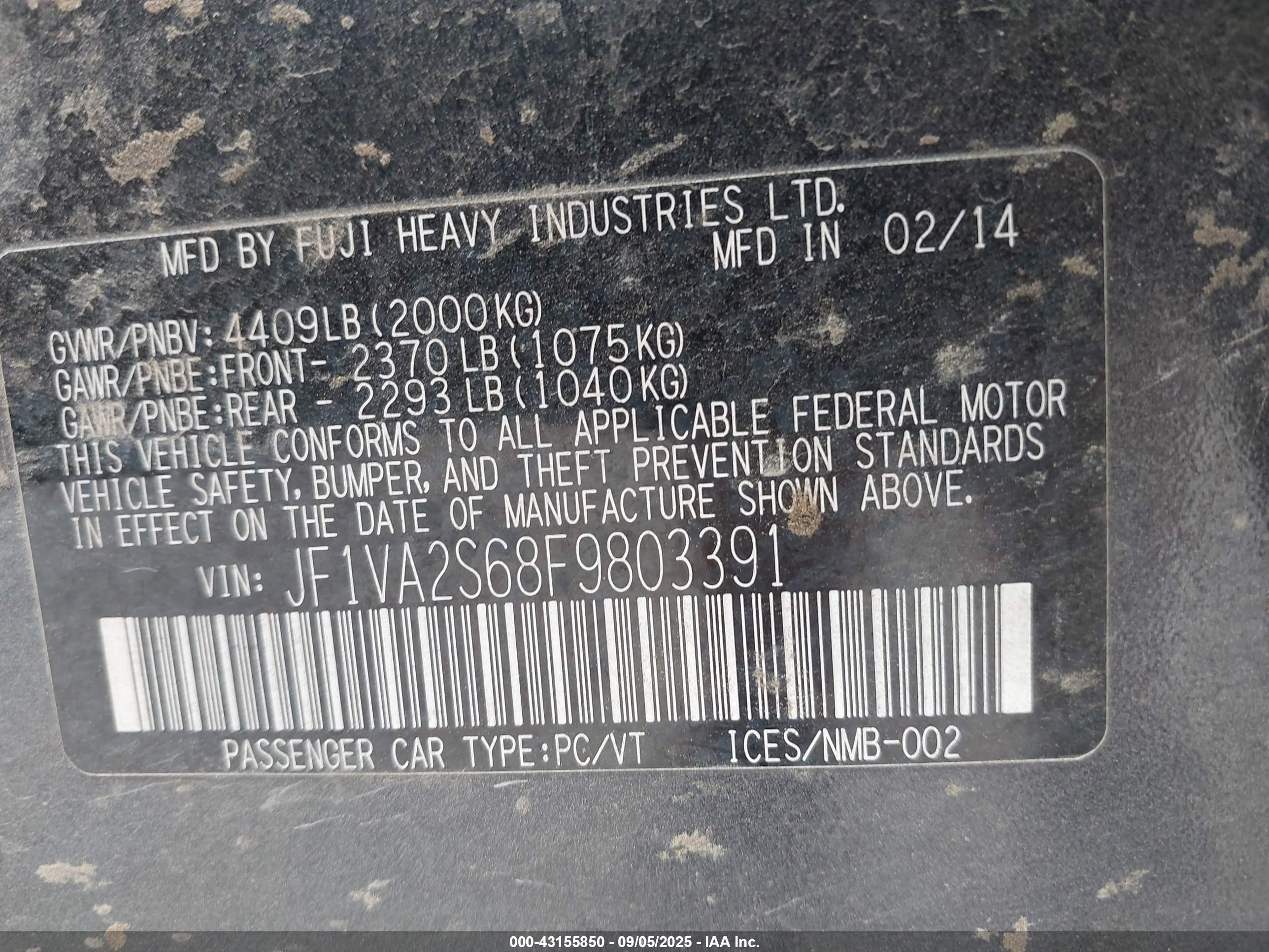 2015 Subaru Wrx Sti Limited Gray vin: JF1VA2S68F9803391
