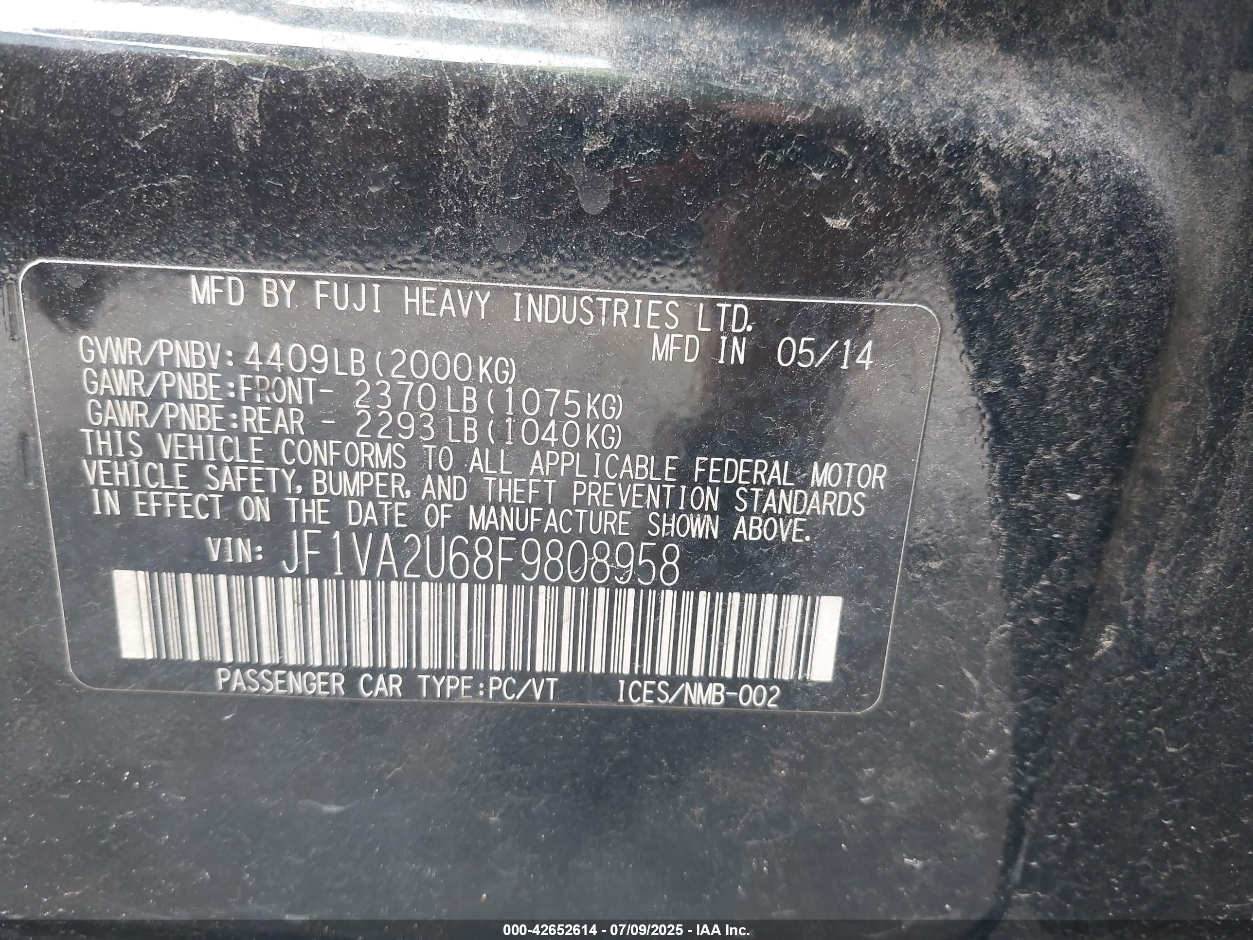 2015 Subaru Wrx Sti Limited Black vin: JF1VA2U68F9808958