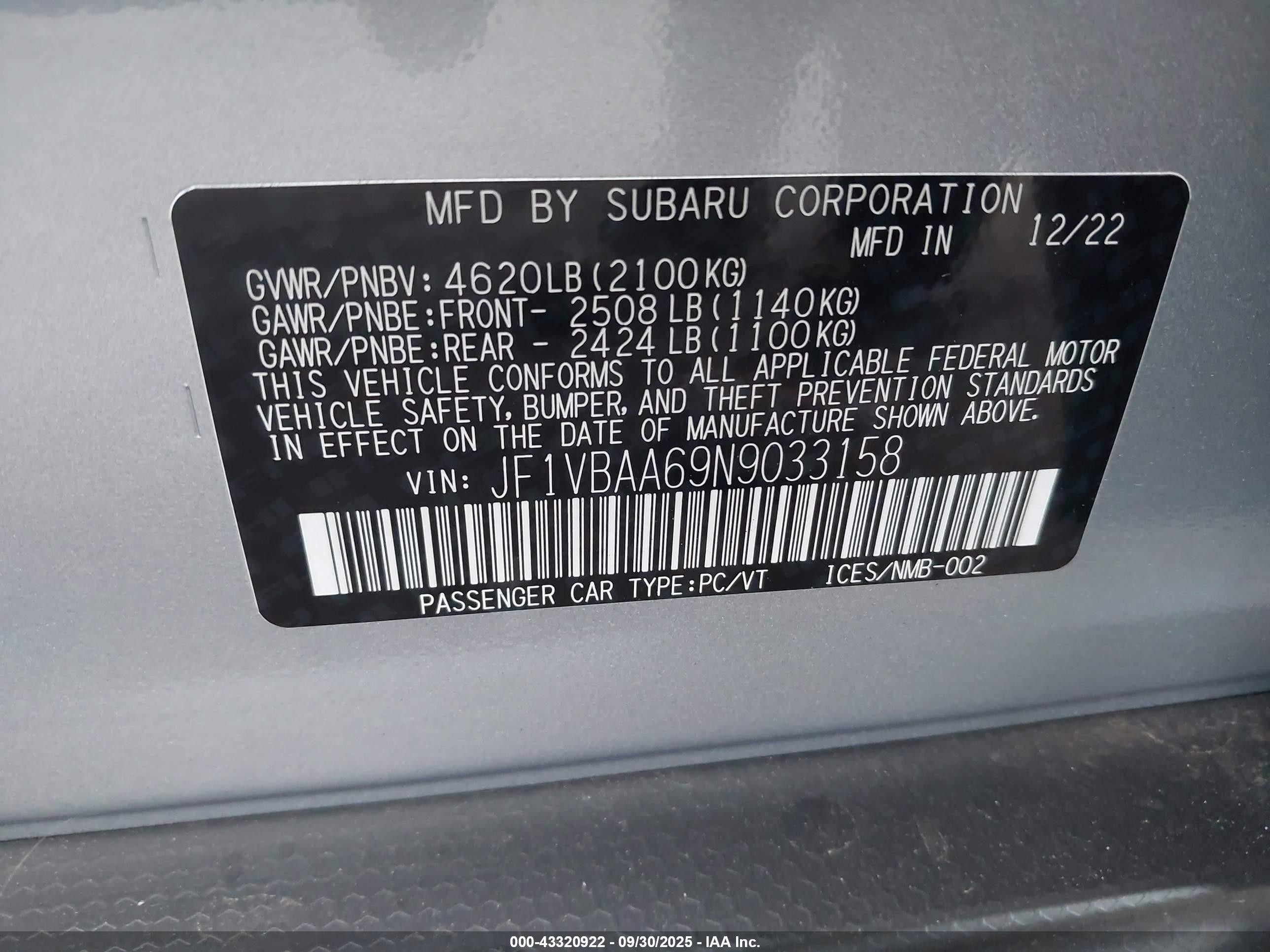 2022 Subaru Wrx   Silver vin: JF1VBAA69N9033158