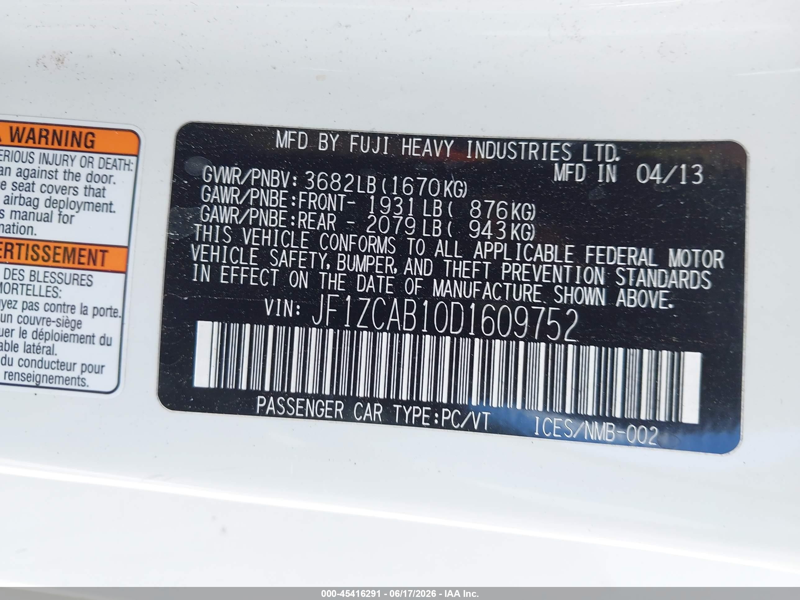 2013 Subaru Brz Premium Белый vin: JF1ZCAB10D1609752