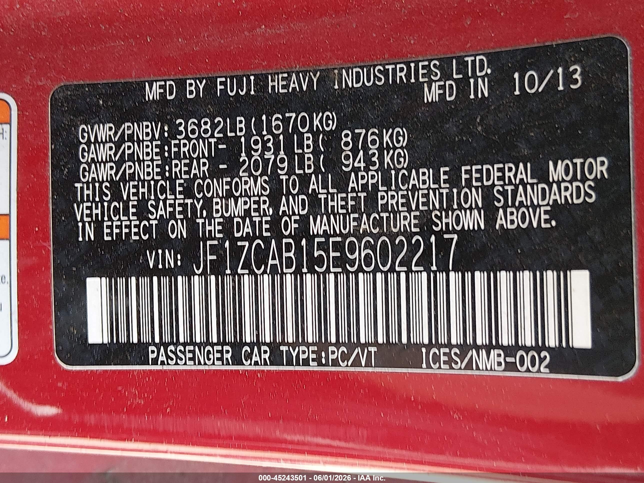 2014 Subaru Brz Premium Red vin: JF1ZCAB15E9602217
