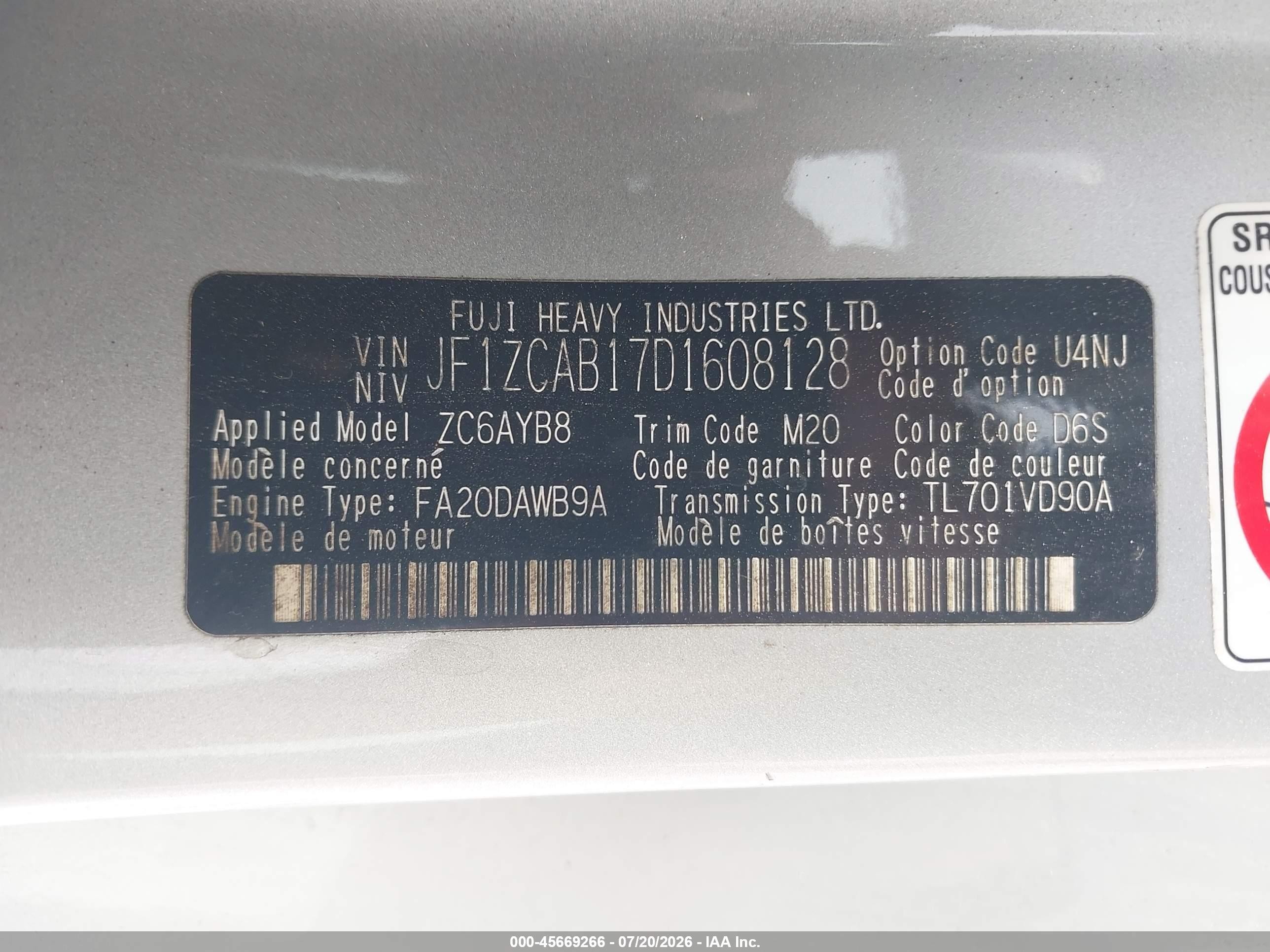 2013 Subaru Brz Premium Silver vin: JF1ZCAB17D1608128