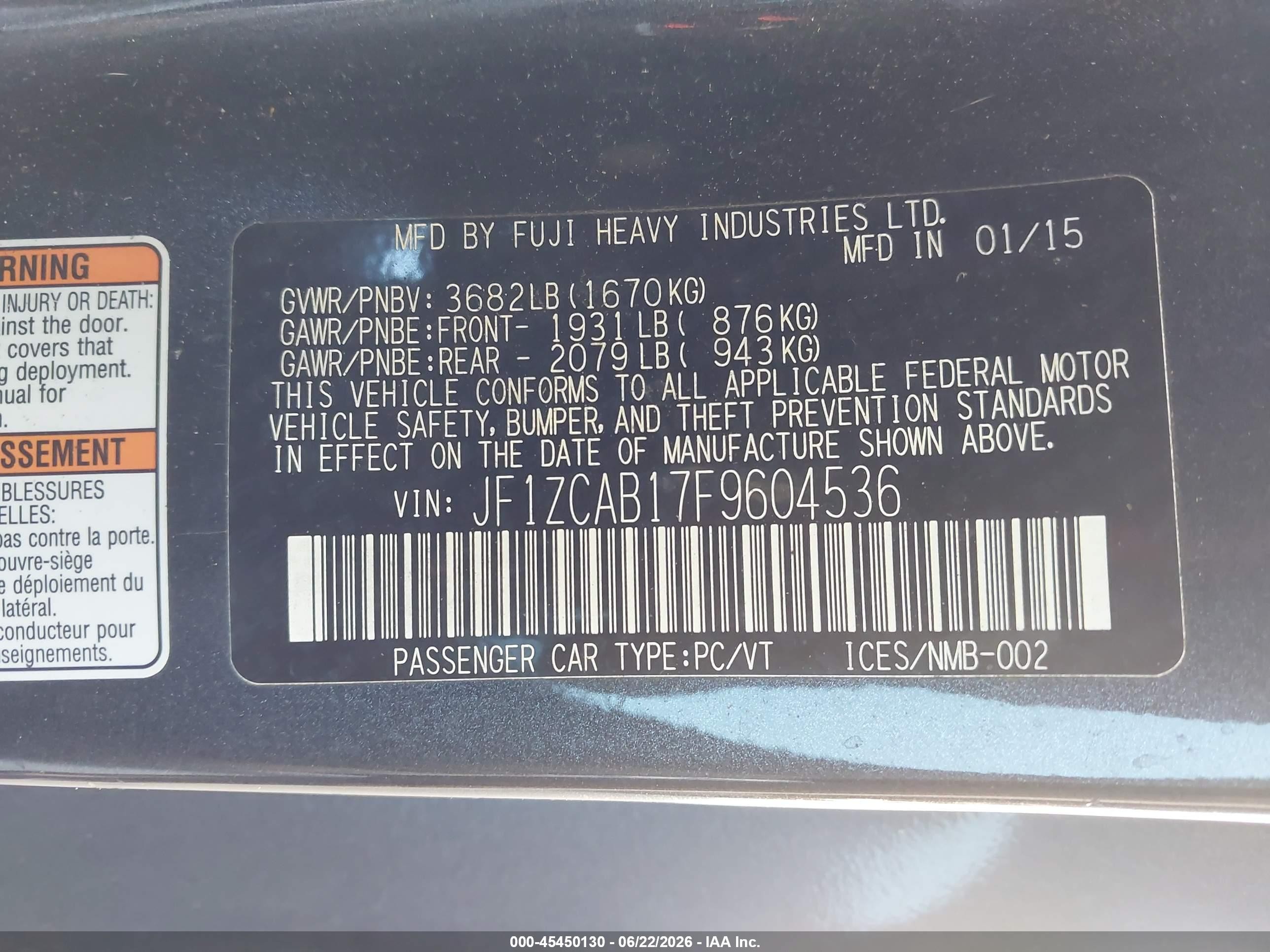 2015 Subaru Brz Premium Black vin: JF1ZCAB17F9604536