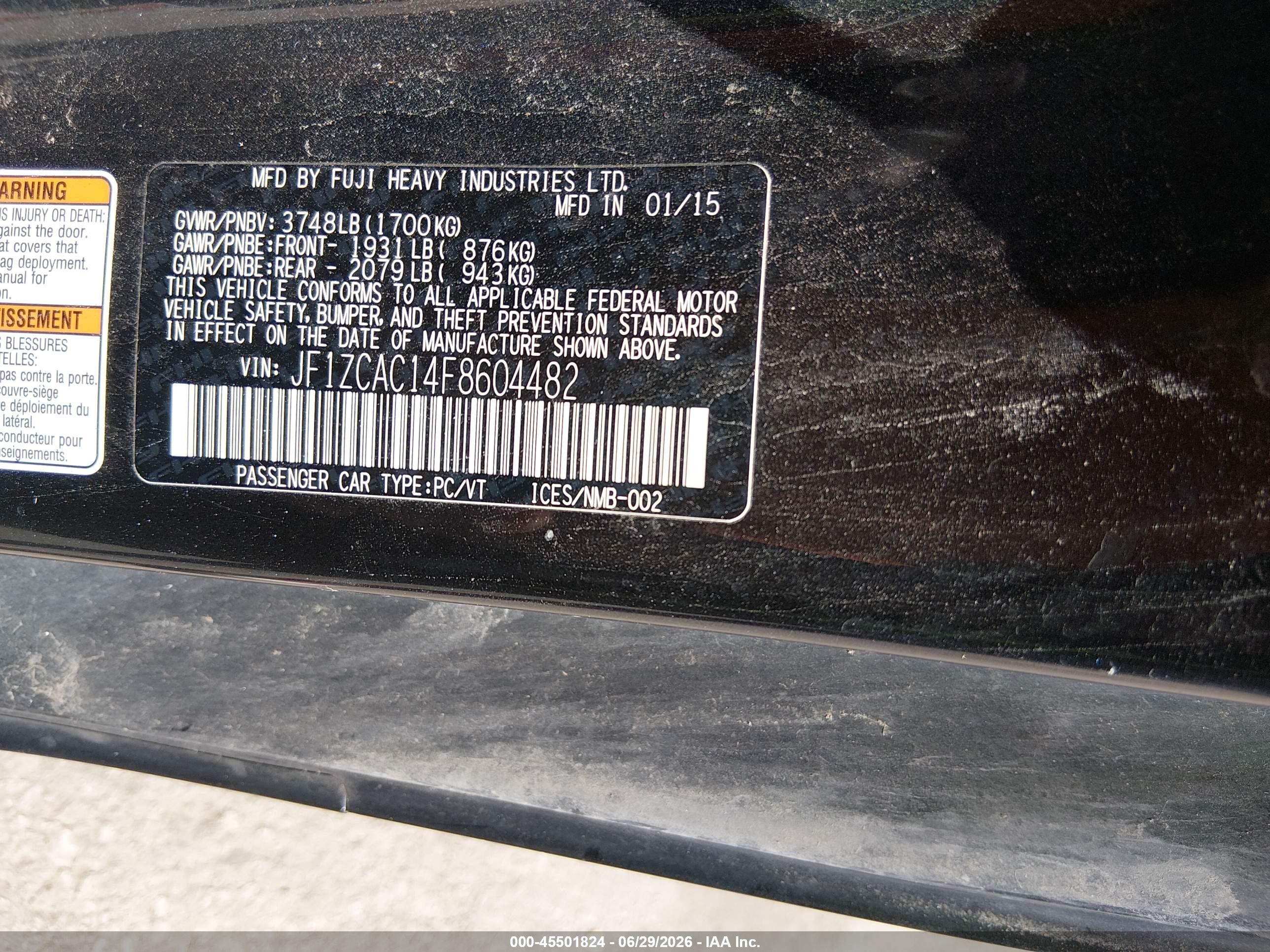 2015 Subaru Brz Limited Black vin: JF1ZCAC14F8604482