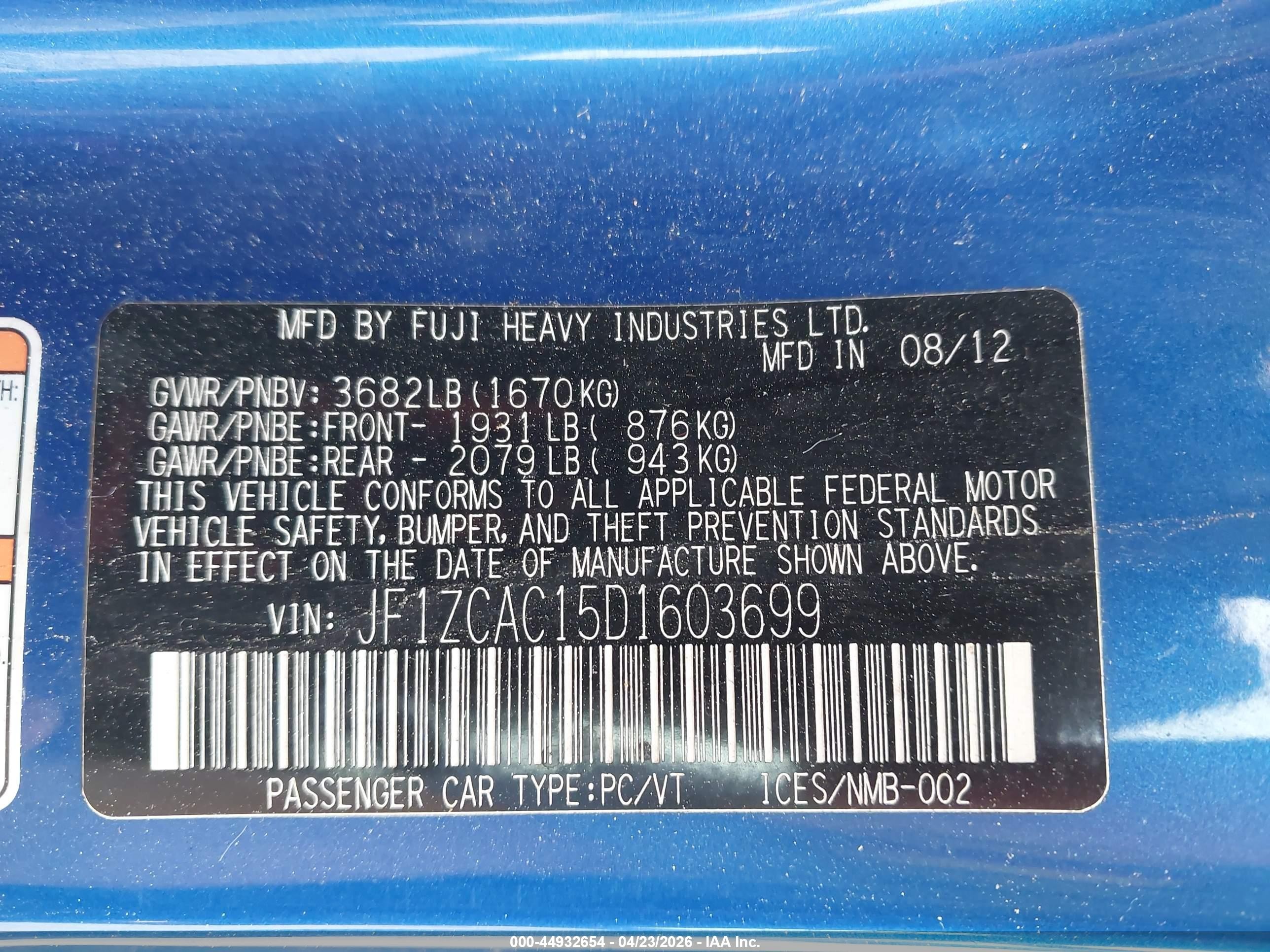 2013 Subaru Brz Limited Синий vin: JF1ZCAC15D1603699