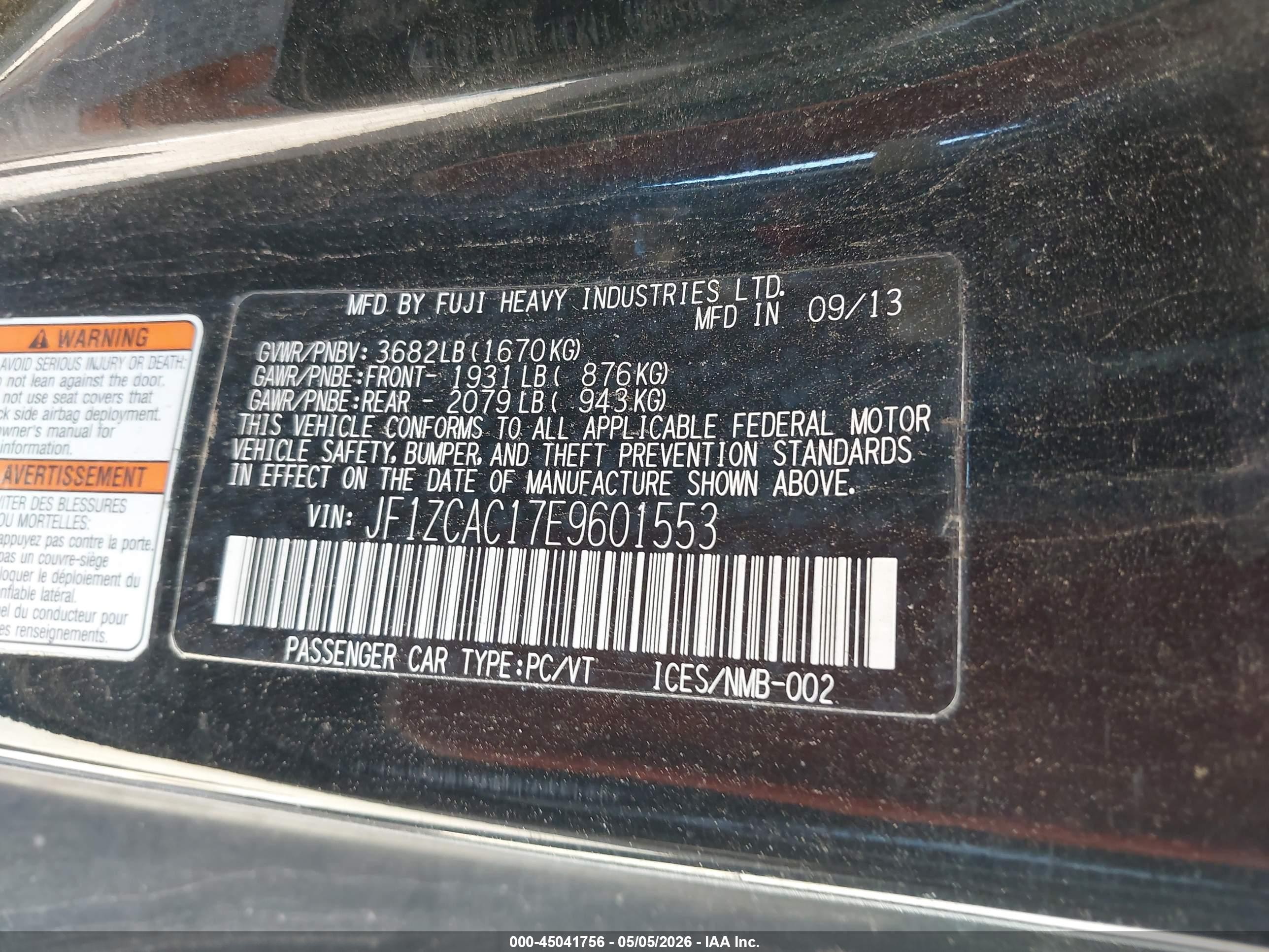 2014 Subaru Brz Limited Black vin: JF1ZCAC17E9601553