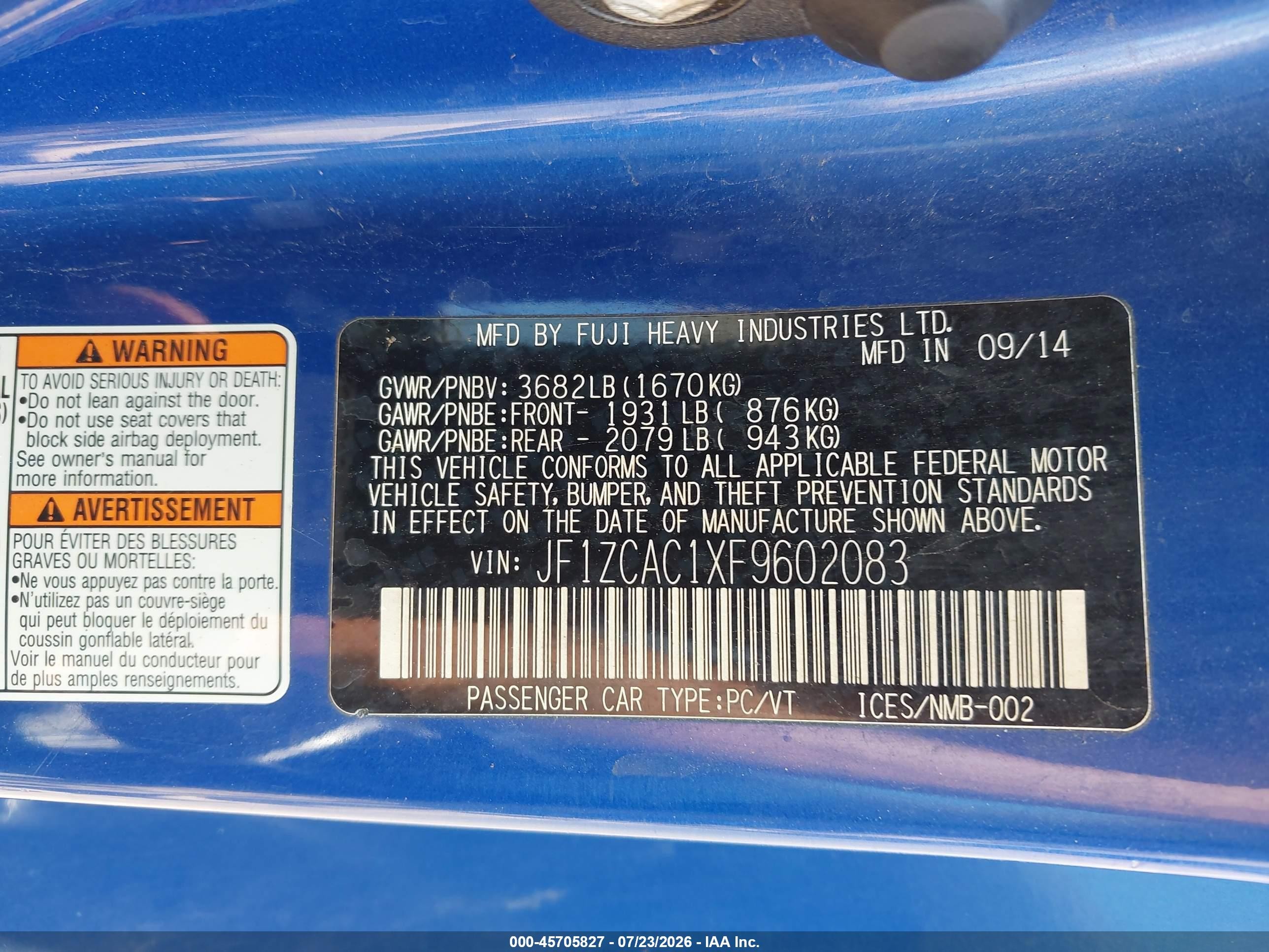 2015 Subaru Brz Limited Blue vin: JF1ZCAC1XF9602083