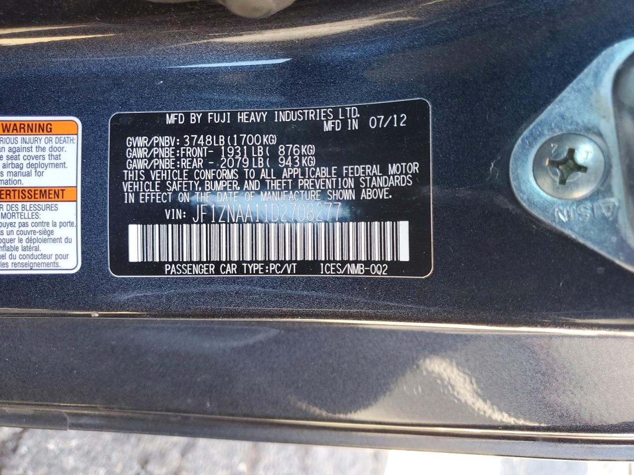 2013 Toyota Scion Fr-s Charcoal vin: JF1ZNAA11D2708277