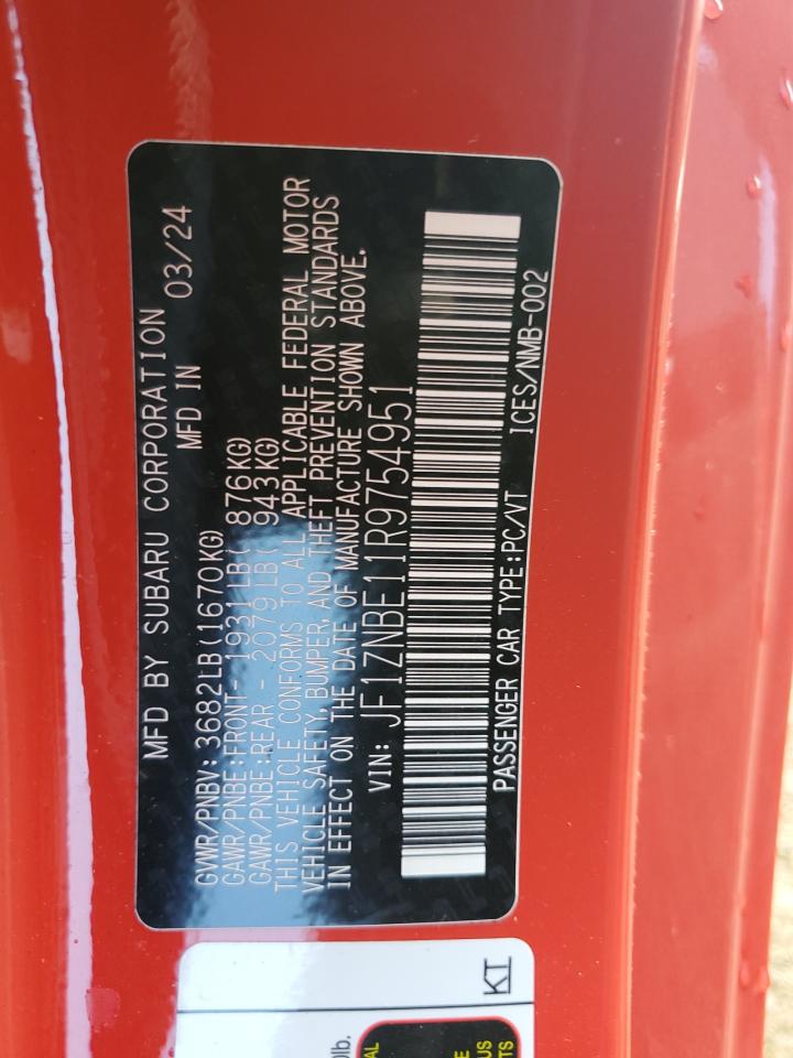 2024 Toyota Gr 86 Premium Red vin: JF1ZNBE11R9754951