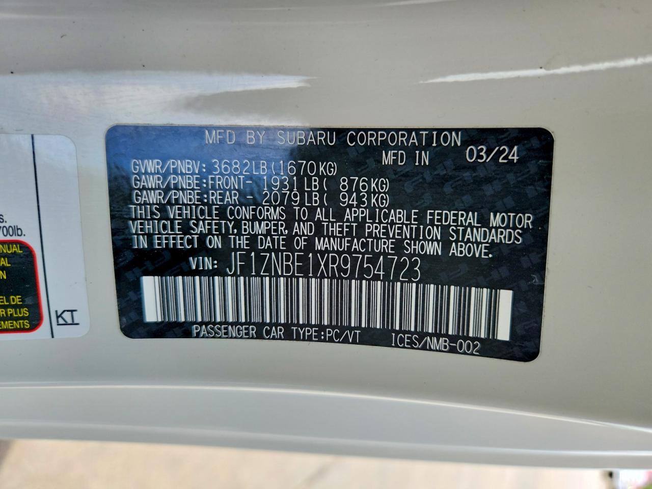 2024 Toyota Gr86 Premium White vin: JF1ZNBE1XR9754723