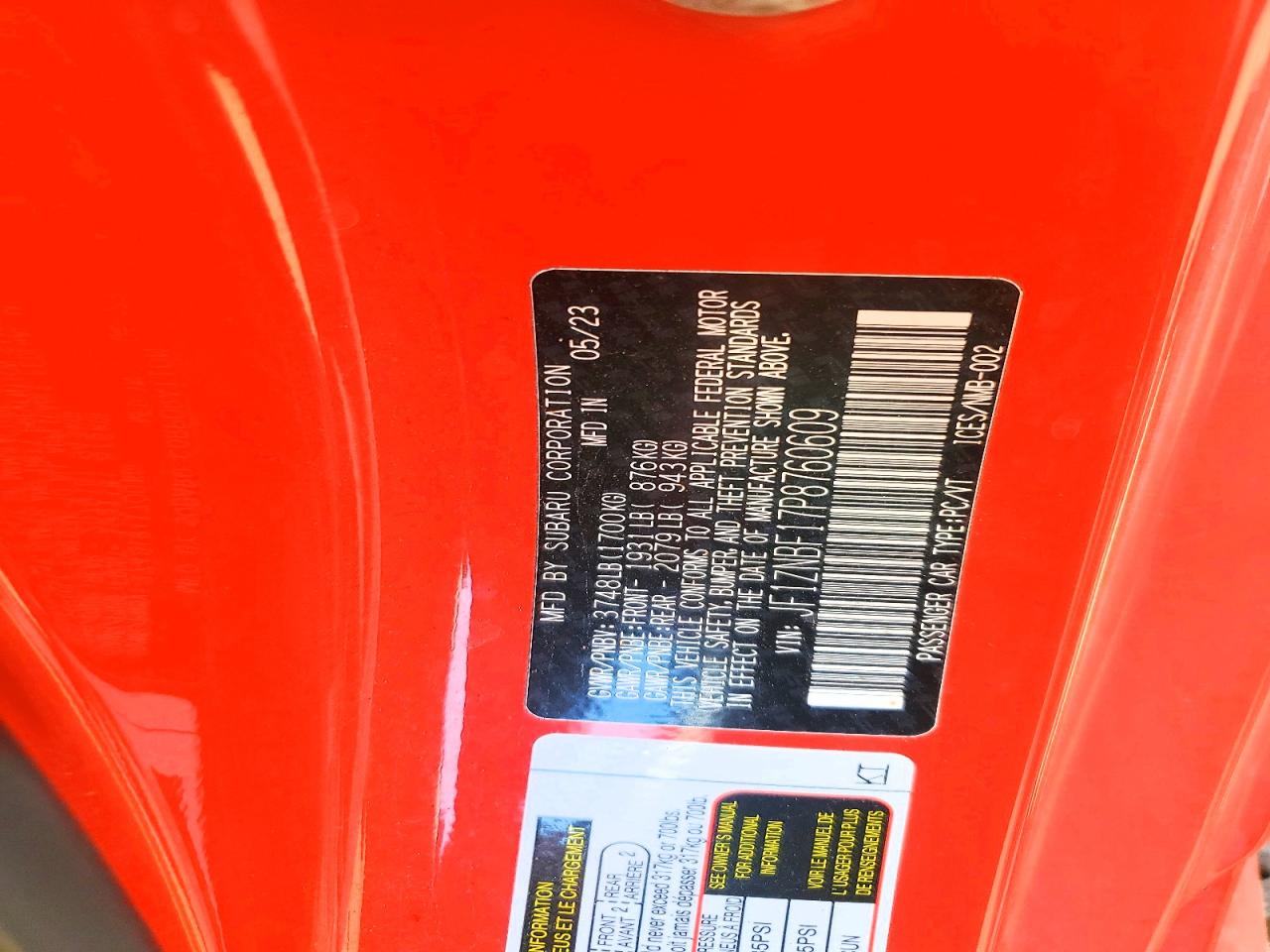 2023 Toyota Gr 86 Premium Red vin: JF1ZNBF17P8760609