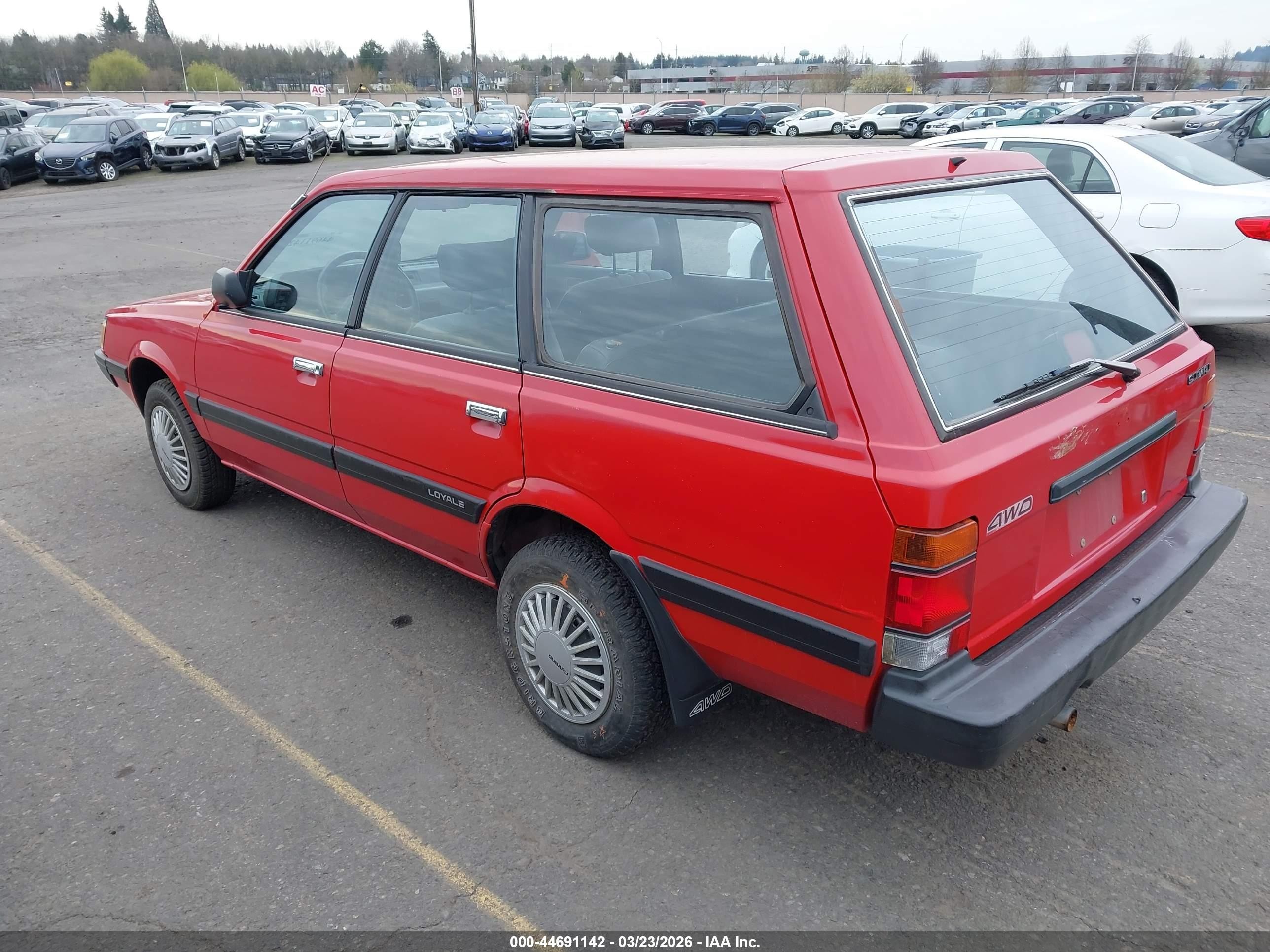 1990 Subaru Loyale   Red vin: JF2AN52B9LD405810