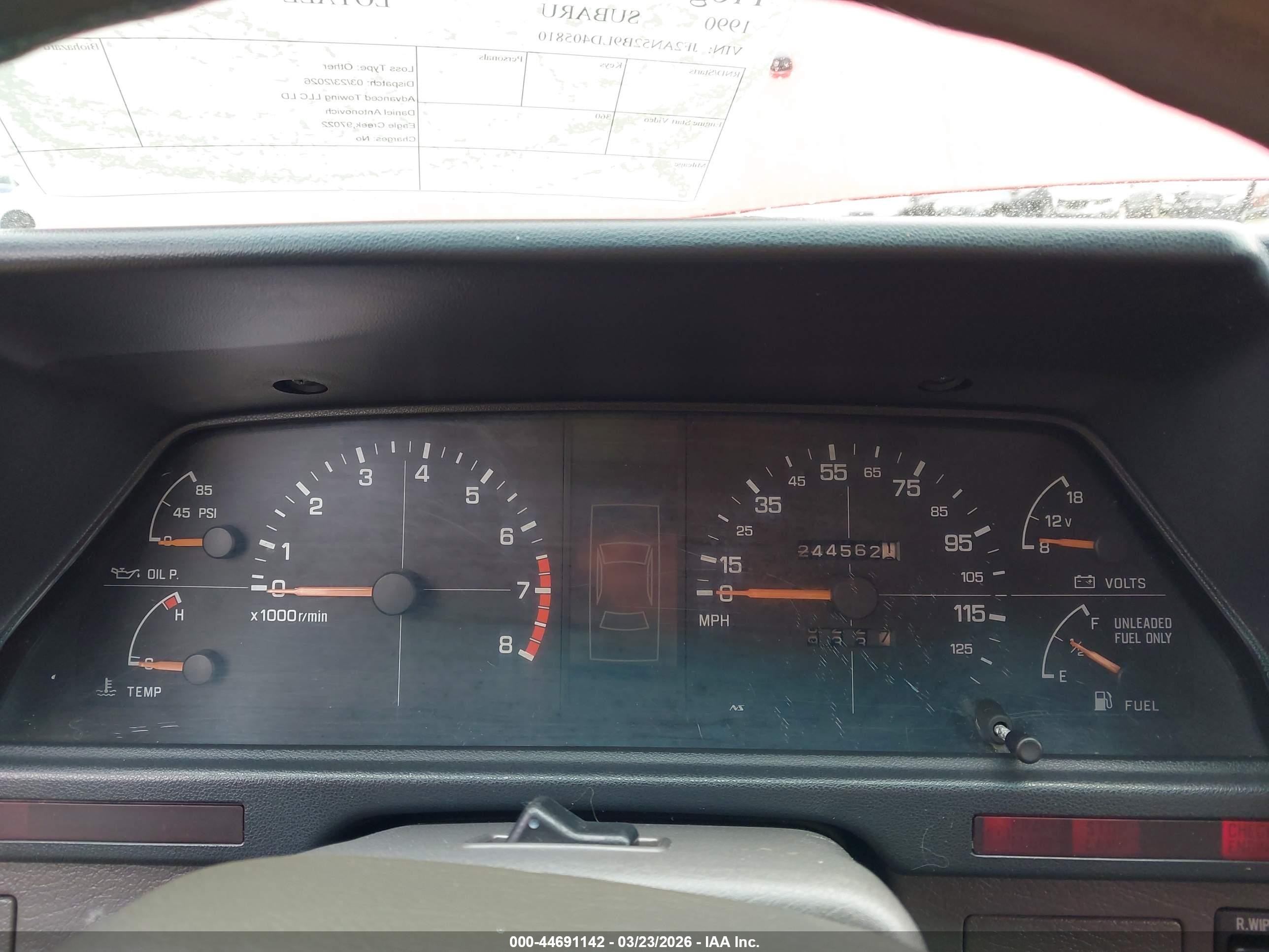 1990 Subaru Loyale   Red vin: JF2AN52B9LD405810