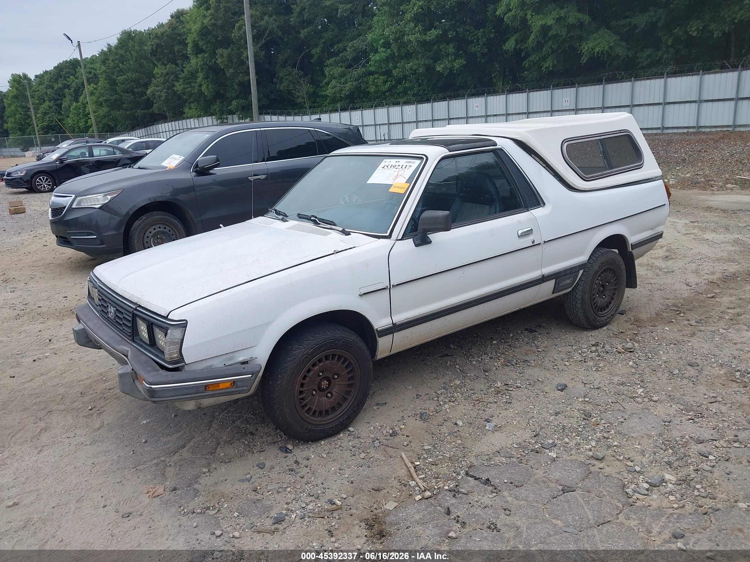 1985 Subaru Brat Gl White vin: JF2AT53B8FE504086