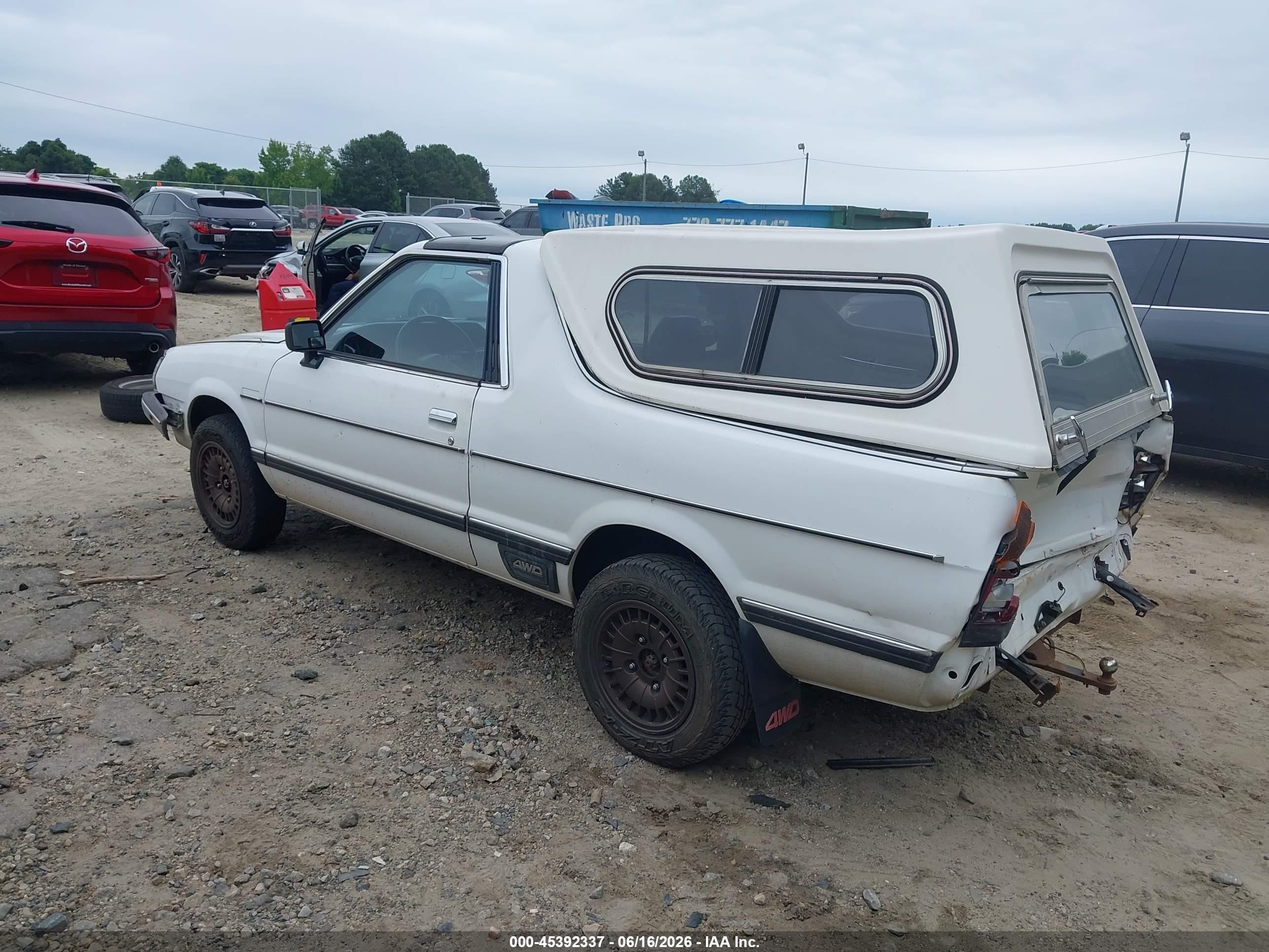 1985 Subaru Brat Gl White vin: JF2AT53B8FE504086