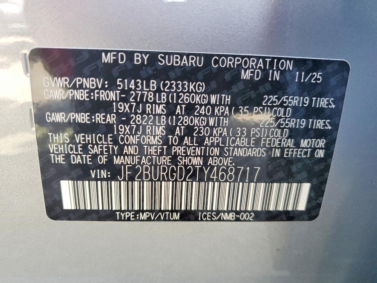 2026 Subaru Outback Limited Xt Серебряный vin: JF2BURGD2TY468717