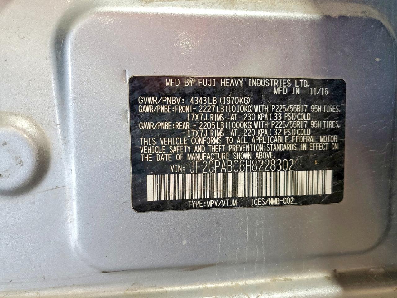 2017 Subaru Crosstrek Premium Silver vin: JF2GPABC6H8228302