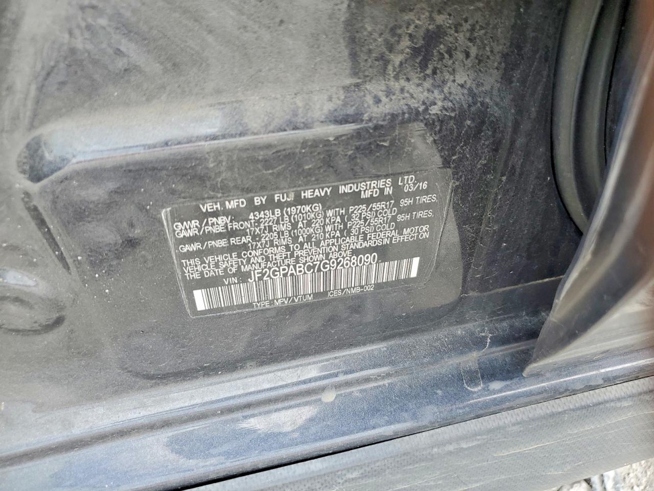 2016 Subaru Crosstrek Premium Charcoal vin: JF2GPABC7G9268090