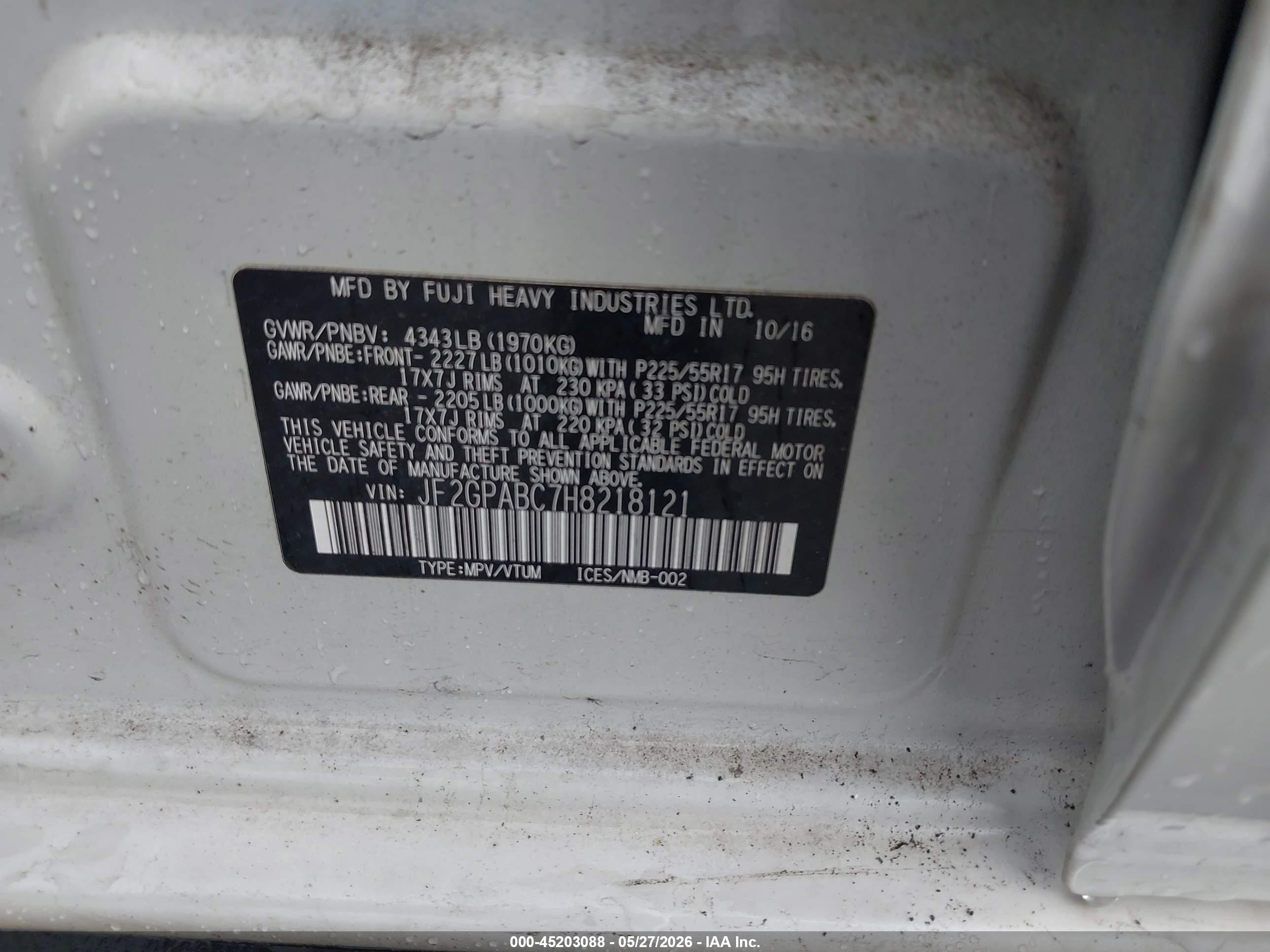 2017 Subaru Crosstrek 2.0i Premium White vin: JF2GPABC7H8218121