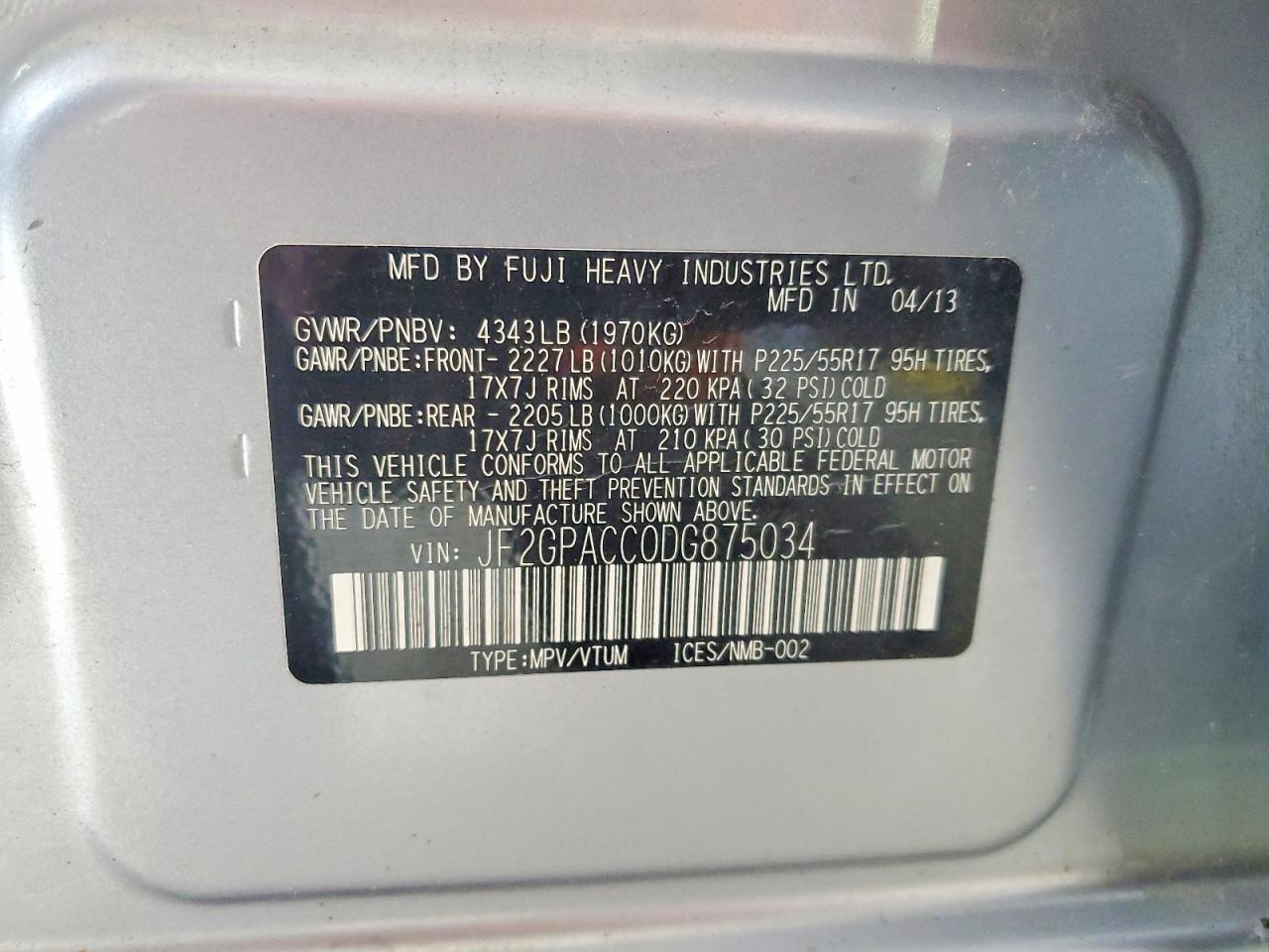 2013 Subaru Xv Crosstrek 2.0 Premium Silver vin: JF2GPACC0DG875034