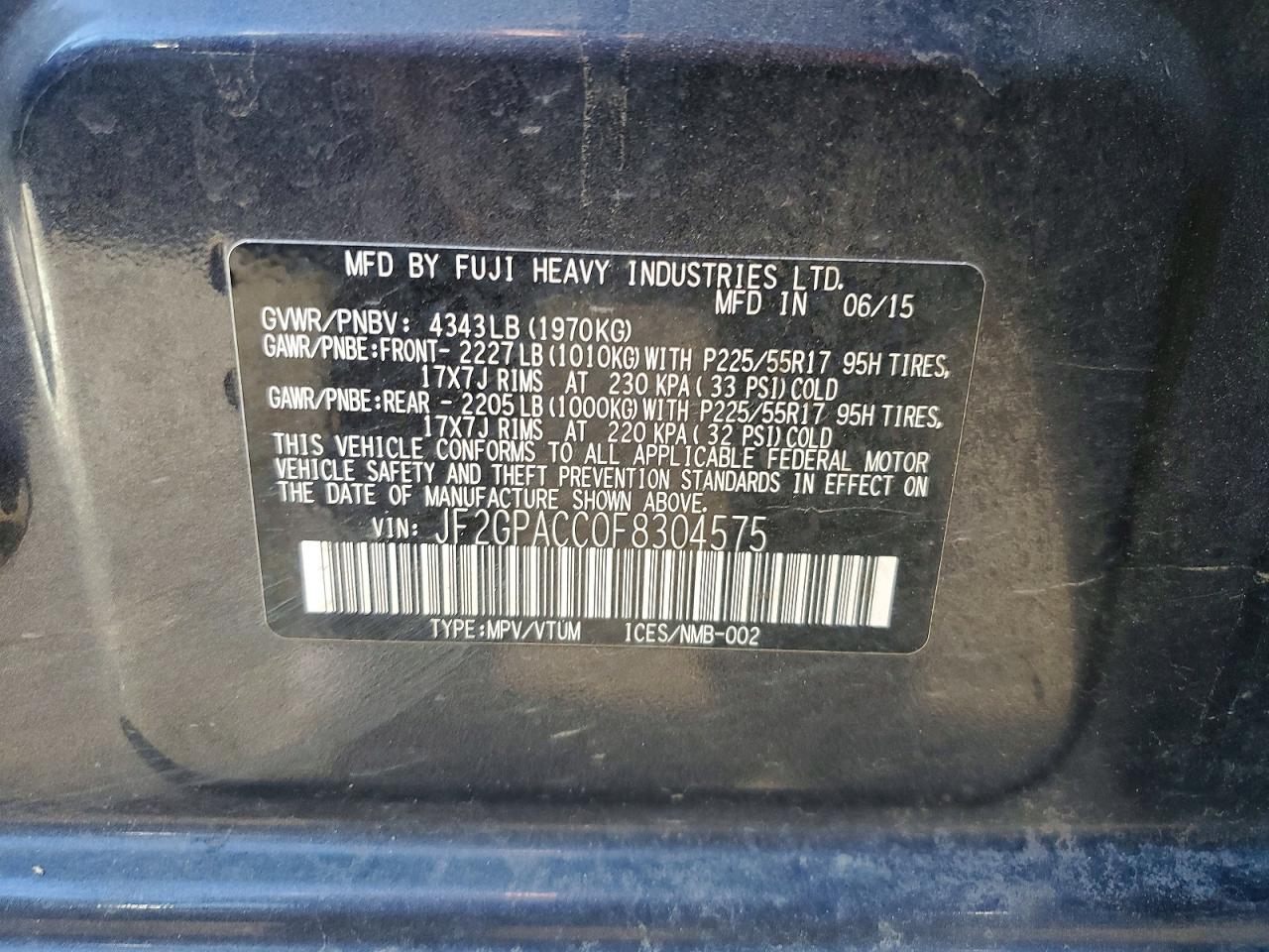 2015 Subaru Xv Crosstrek 2.0 Premium Gray vin: JF2GPACC0F8304575