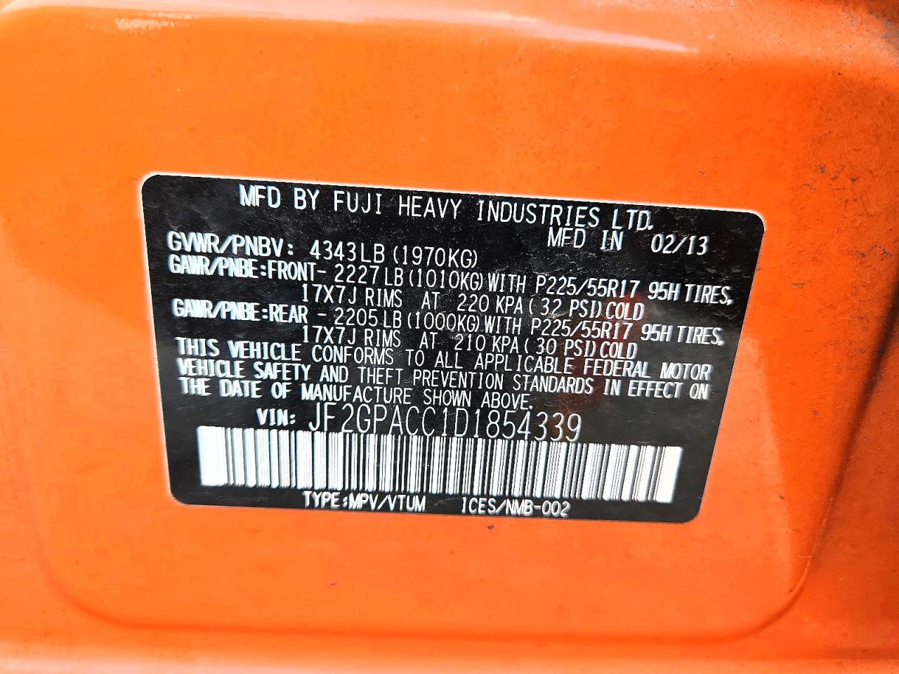2013 Subaru Xv Crosstrek 2.0 Premium Orange vin: JF2GPACC1D1854339