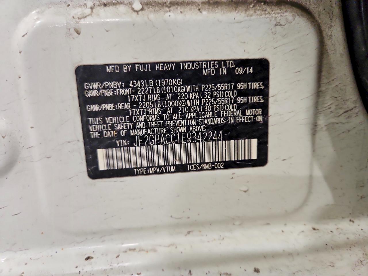 2014 Subaru Xv Crosstrek 2.0 Premium White vin: JF2GPACC1E9342244