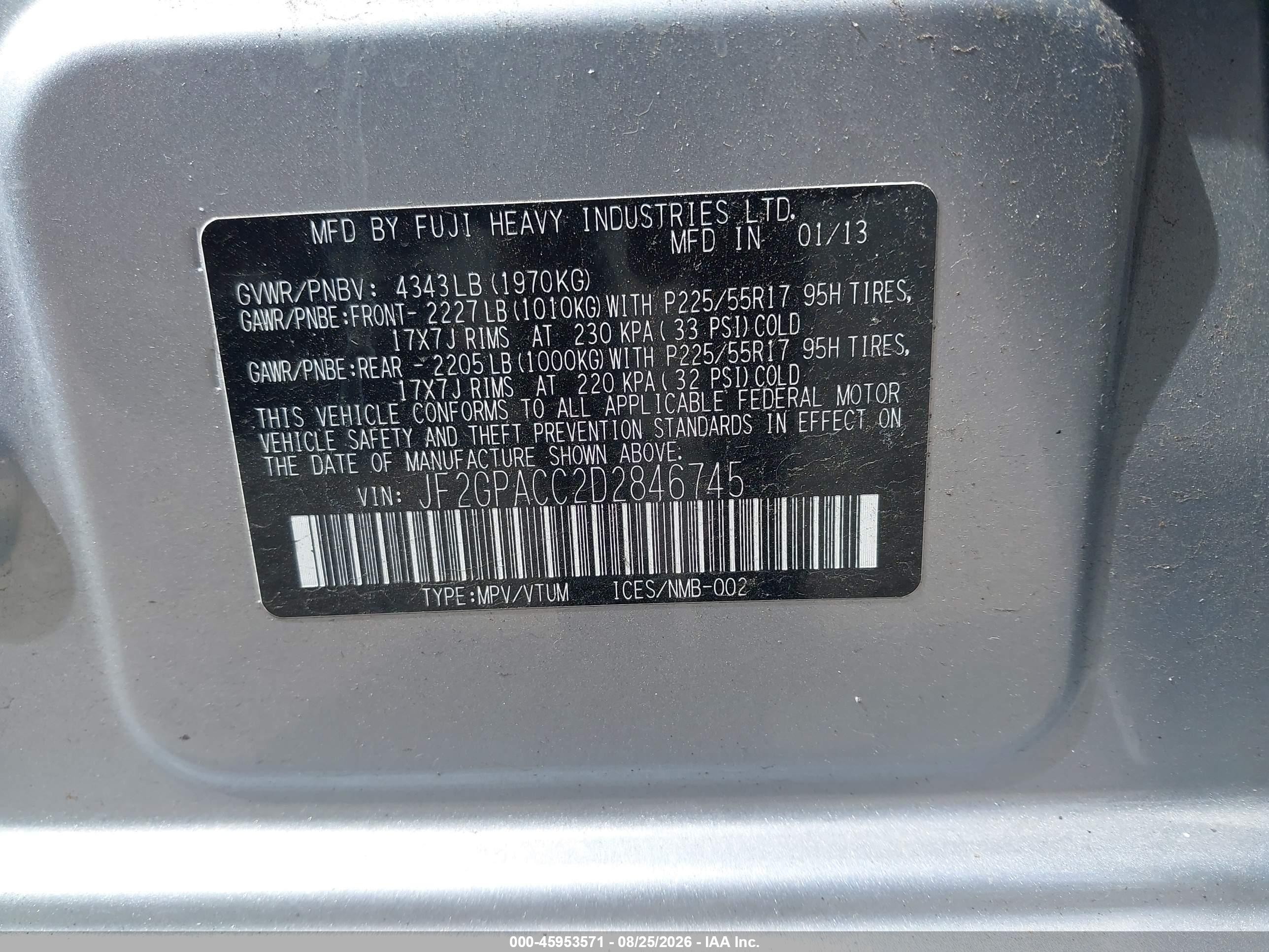 2013 Subaru Xv Crosstrek 2.0i Premium Silver vin: JF2GPACC2D2846745