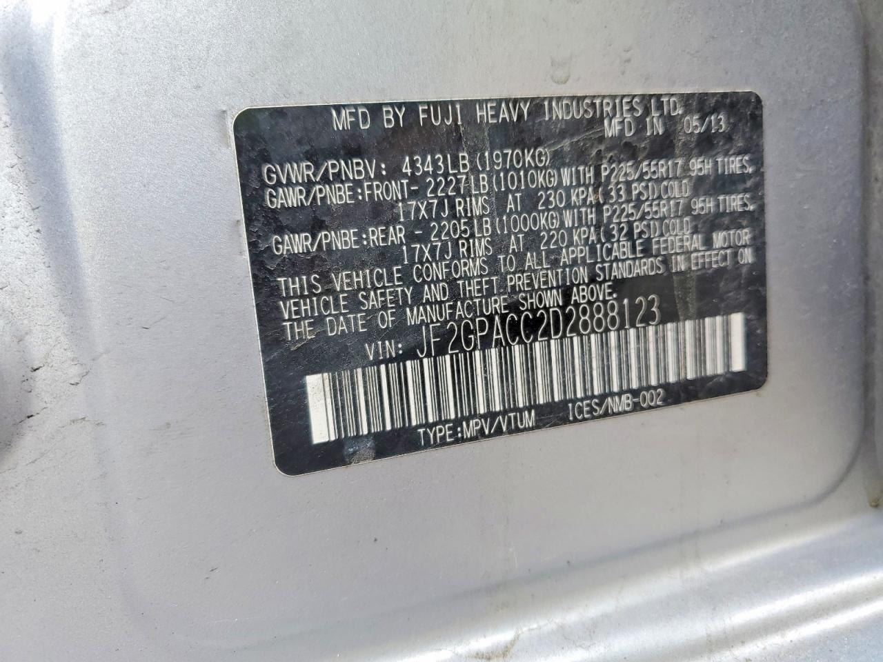 2013 Subaru Xv Crosstrek 2.0 Premium Silver vin: JF2GPACC2D2888123