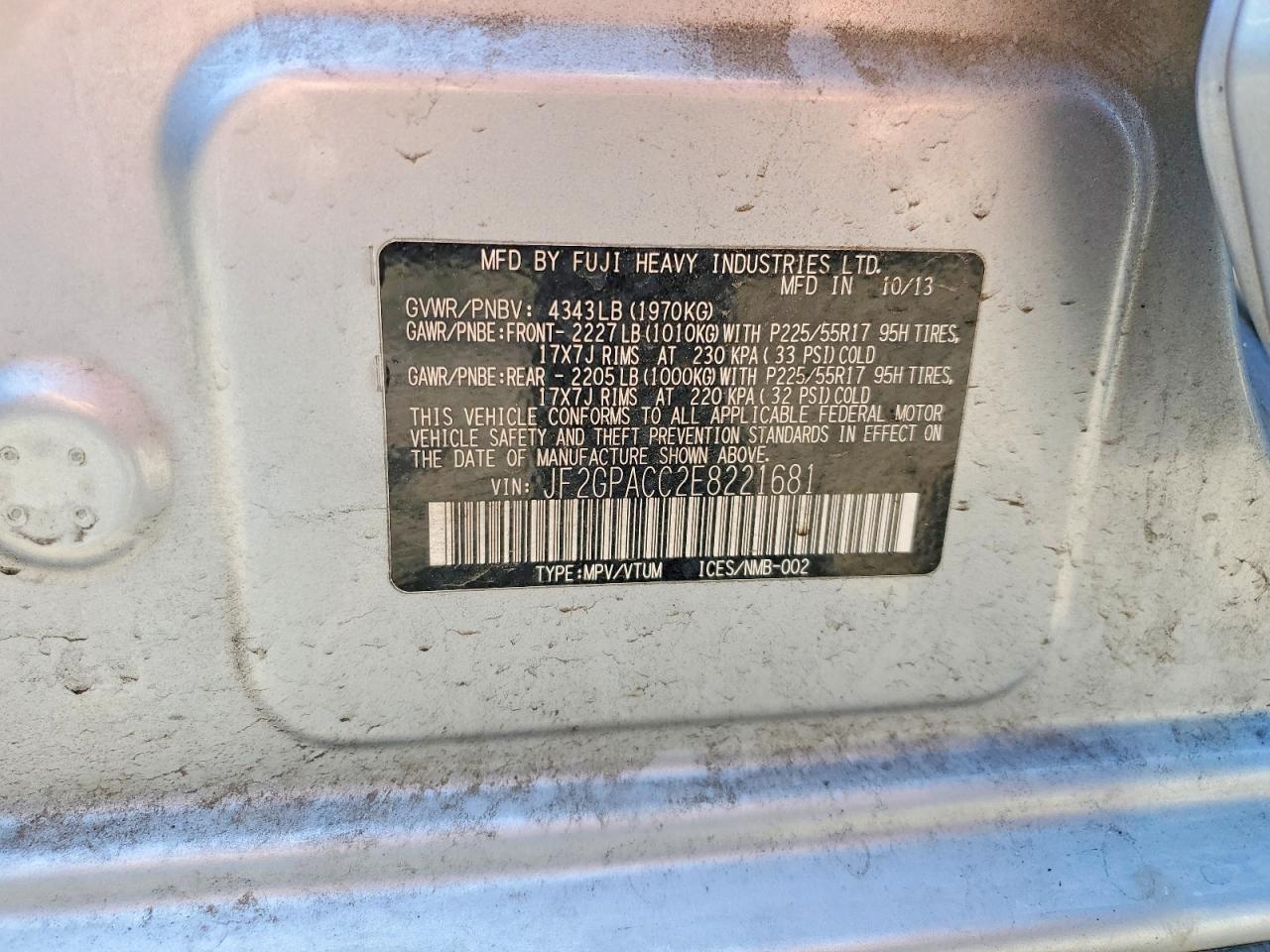 2014 Subaru Xv Crosstrek 2.0 Premium Silver vin: JF2GPACC2E8221681