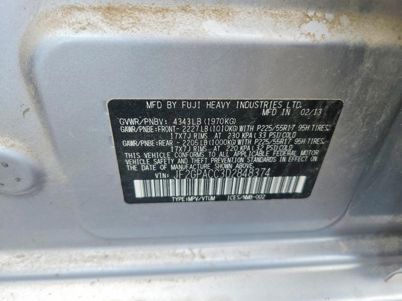 2013 Subaru Xv Crosstrek 2.0 Premium Silver vin: JF2GPACC3D2848374