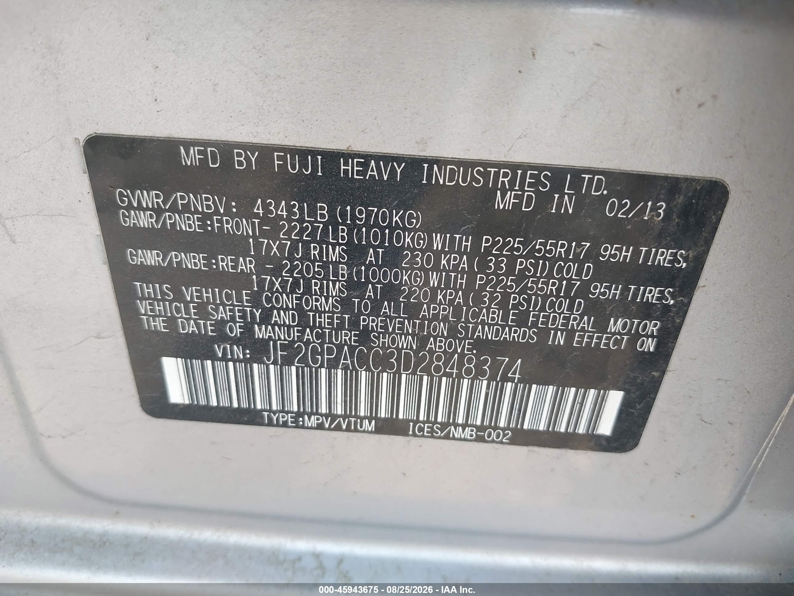 2013 Subaru Xv Crosstrek 2.0i Premium Серебряный vin: JF2GPACC3D2848374