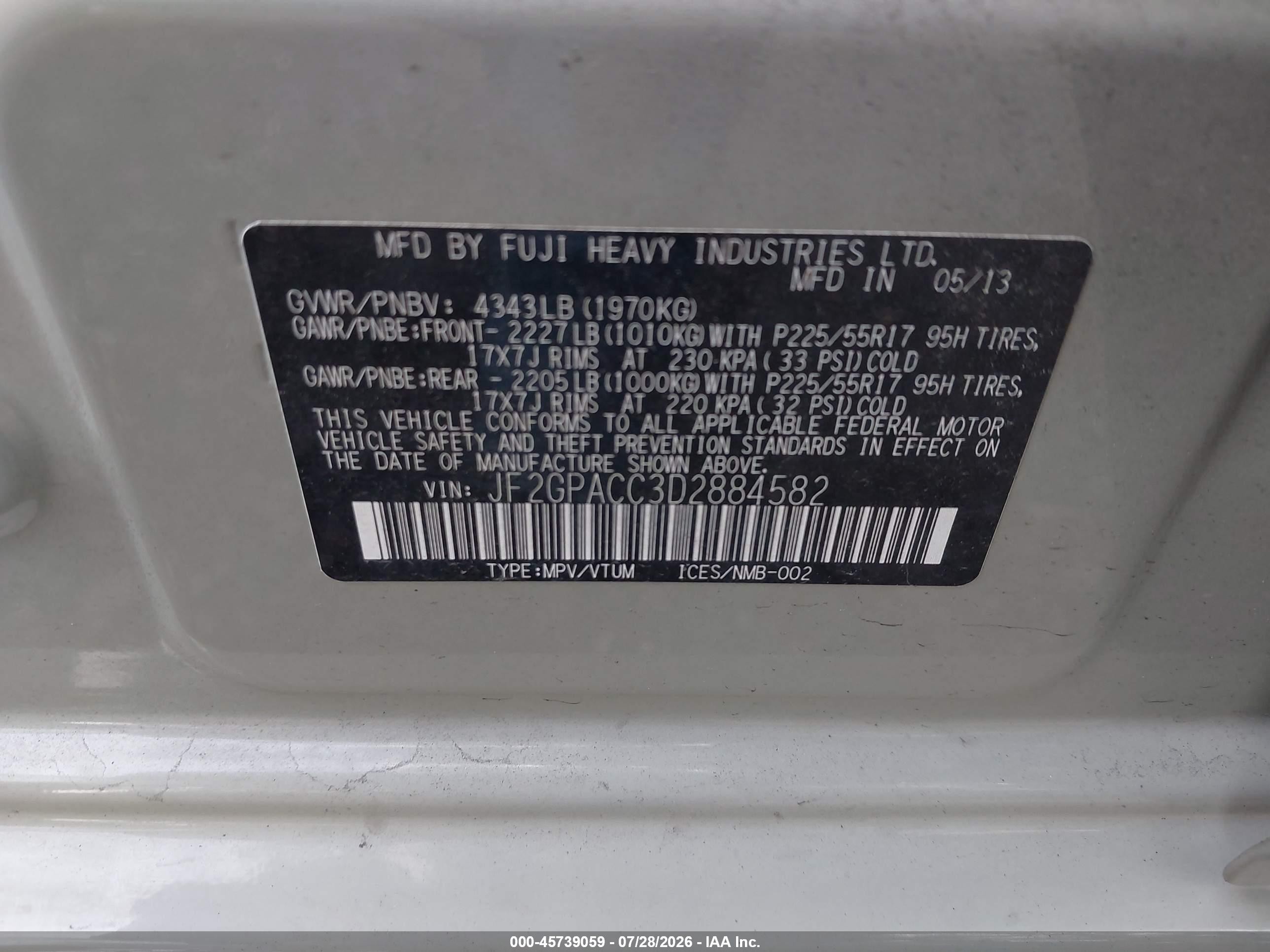 2013 Subaru Xv Crosstrek 2.0i Premium Gray vin: JF2GPACC3D2884582