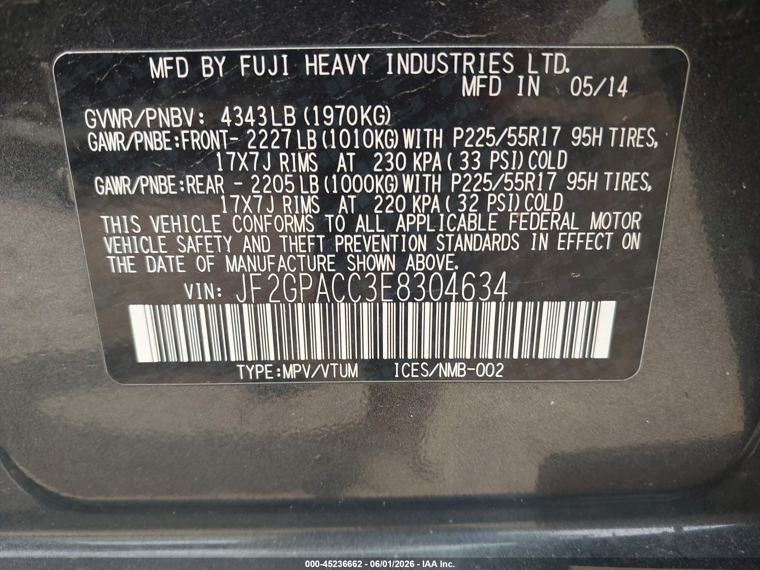 2014 Subaru Xv Crosstrek 2.0i Premium Blue vin: JF2GPACC3E8304634