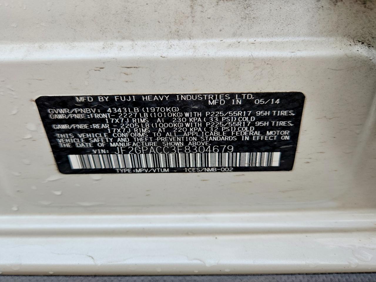 2014 Subaru Xv Crosstrek 2.0 Premium White vin: JF2GPACC3E8304679