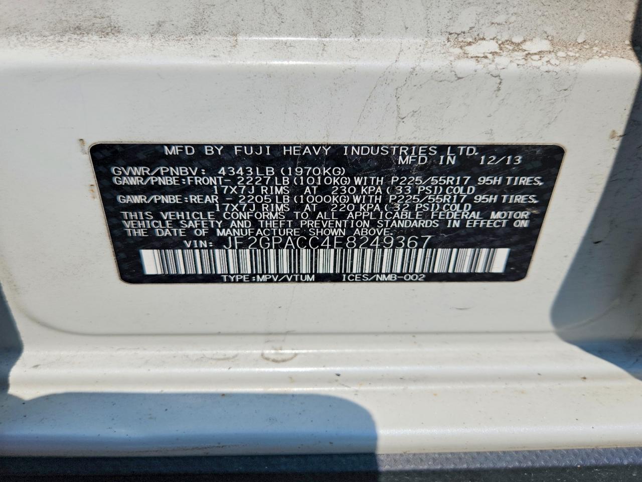2014 Subaru Xv Crosstrek 2.0 Premium White vin: JF2GPACC4E8249367