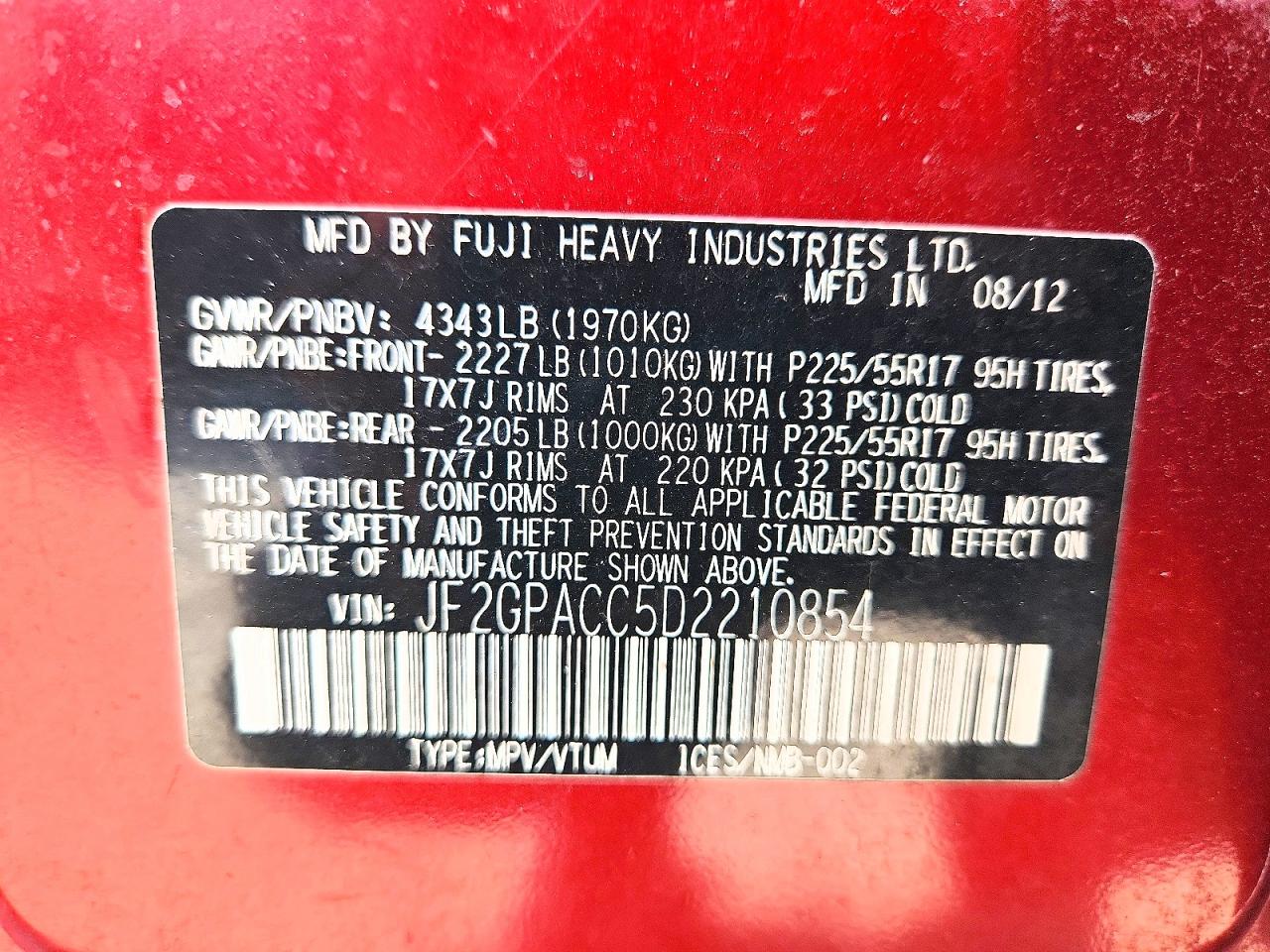 2013 Subaru Xv Crosstrek 2.0 Premium Maroon vin: JF2GPACC5D2210854